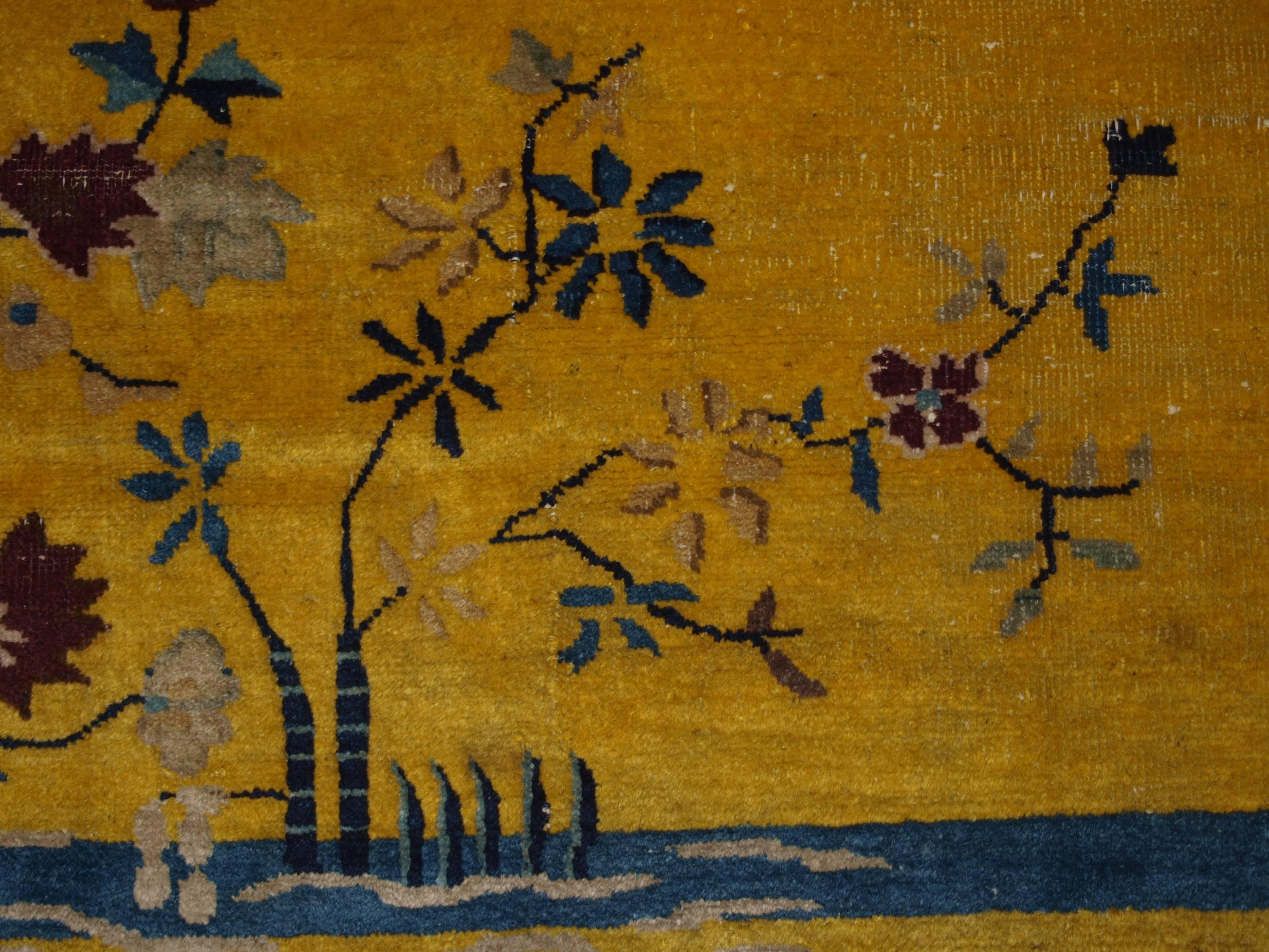 Antique Chinese Yellow Ground Peking Rug, circa 1900 2