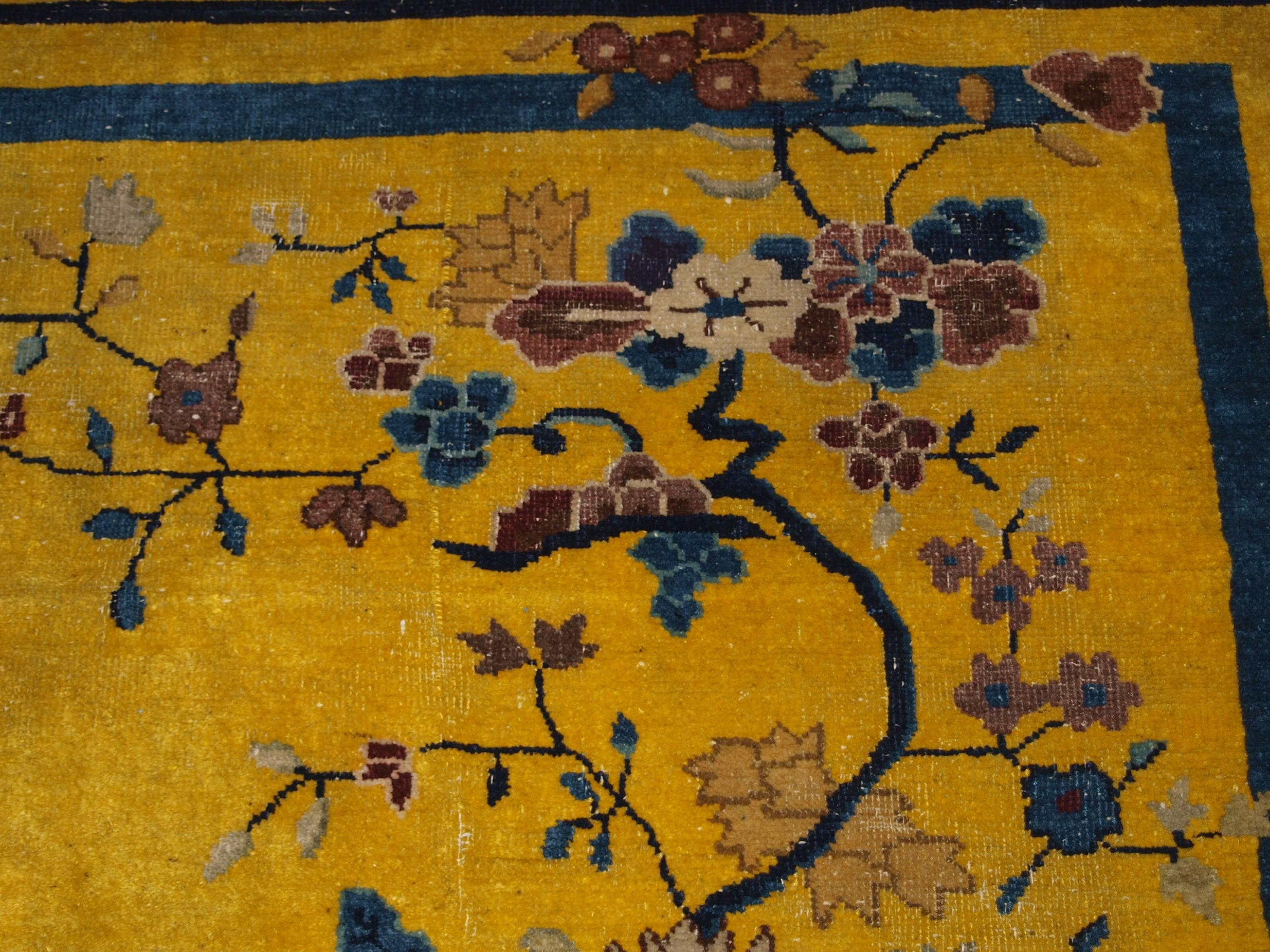 Antique Chinese Yellow Ground Peking Rug, circa 1900 3