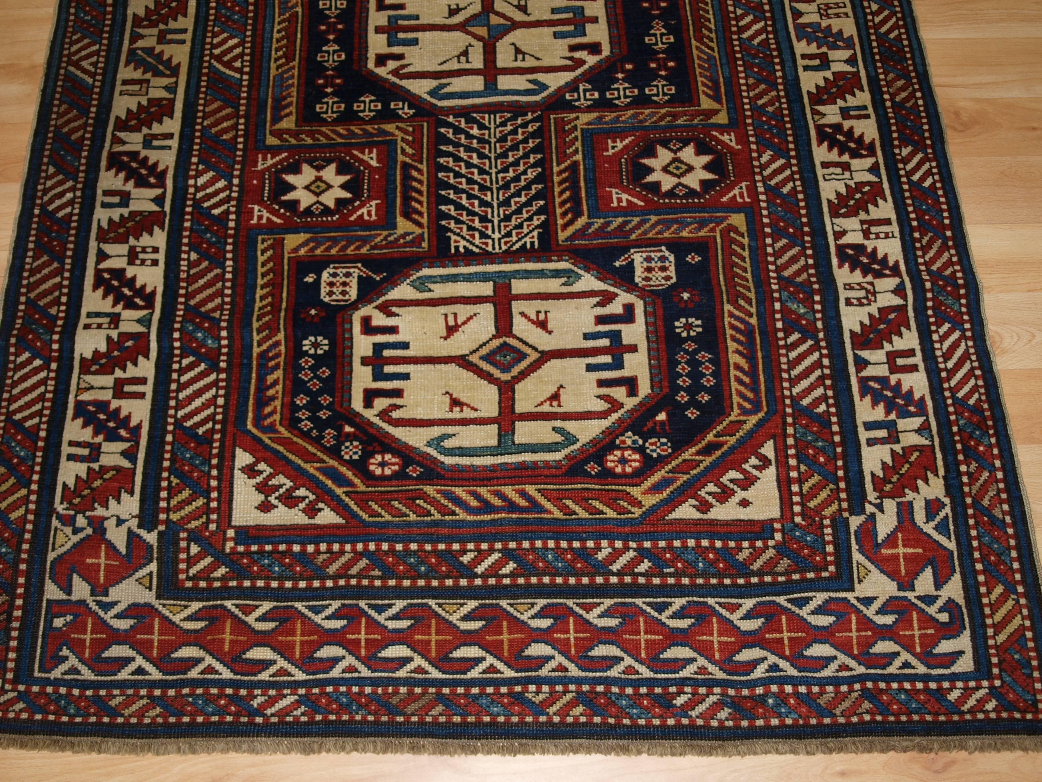 Wool Antique Caucasian Shirvan Rug with 'Surahani' Garden Design, Late 19th Century For Sale