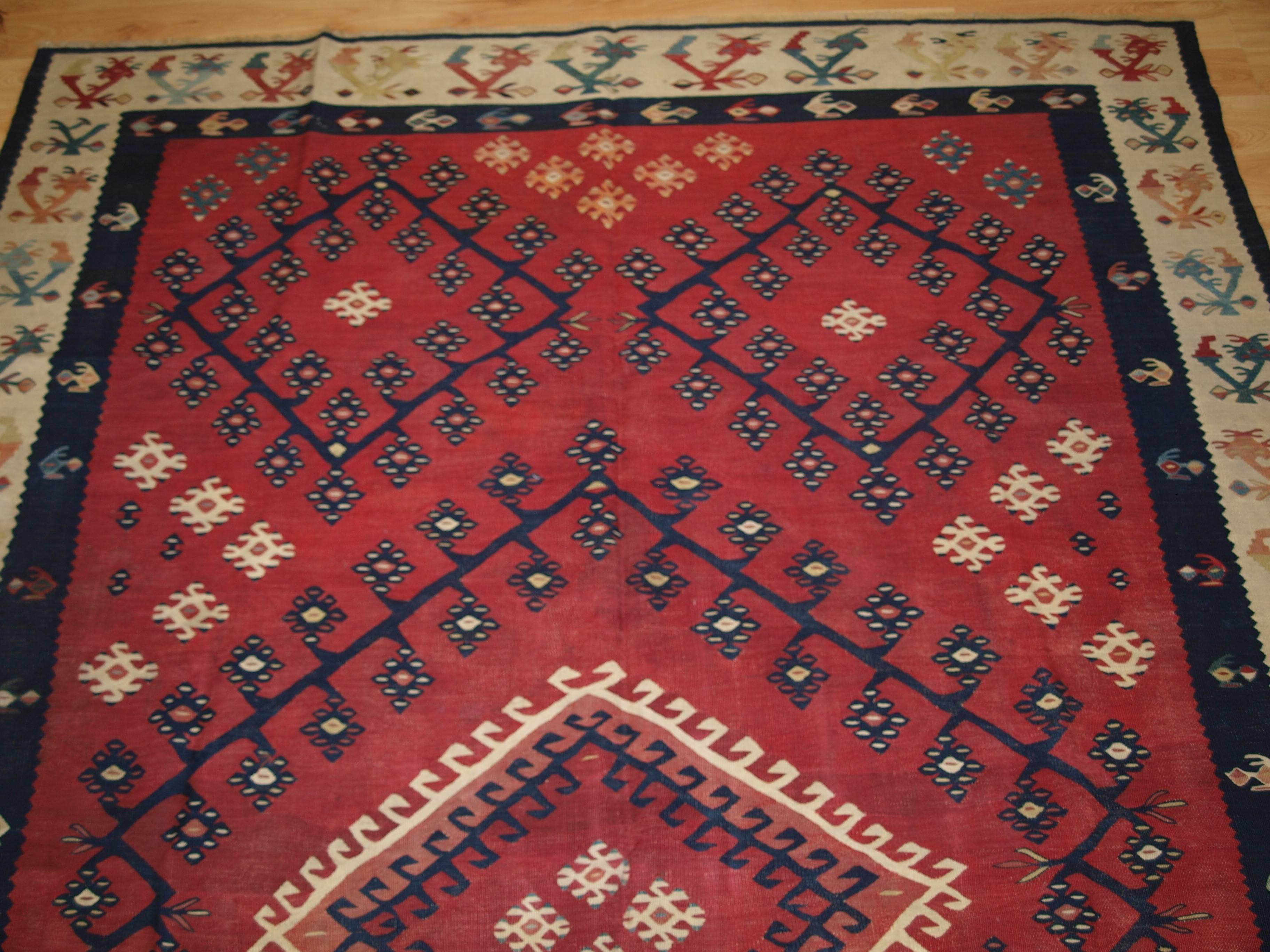 Wool Antique Anatolian Sharkoy Kilim, Western Turkey, 19th Century For Sale