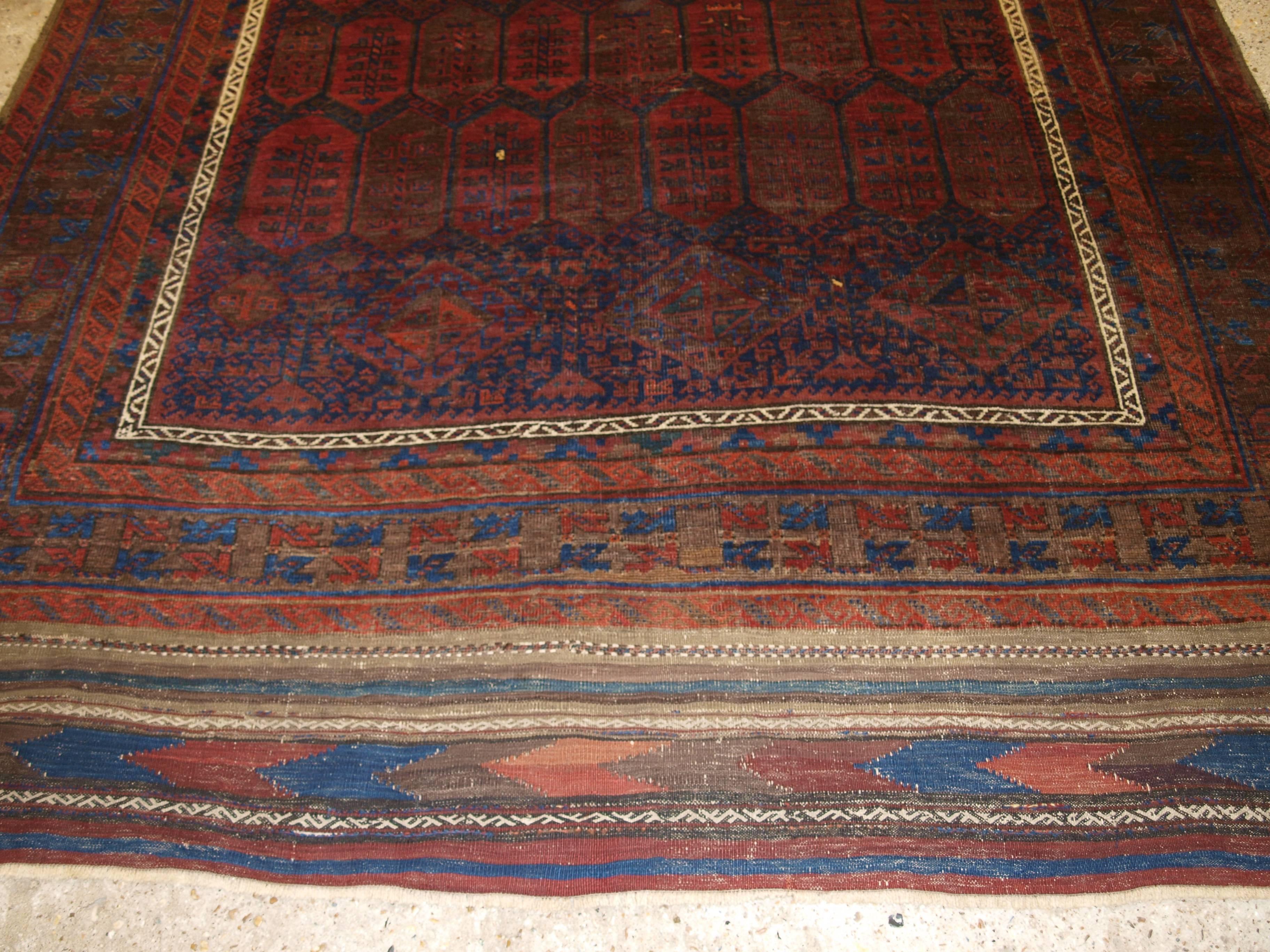 Antique Main Carpet by the Baluch of Western Afghanistan, Shrub Design In Excellent Condition For Sale In Moreton-in-Marsh, GB