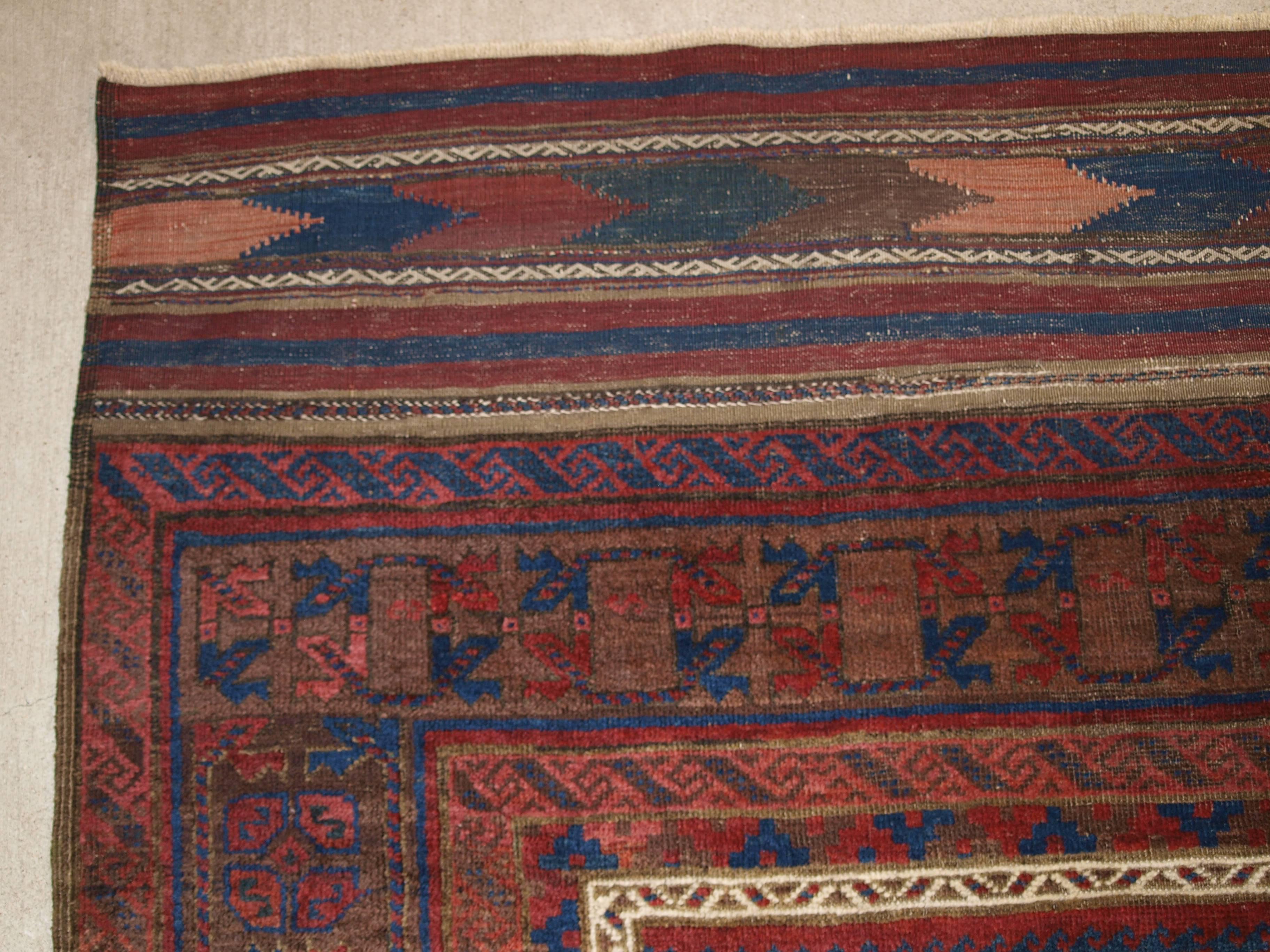 Antique Main Carpet by the Baluch of Western Afghanistan, Shrub Design For Sale 4