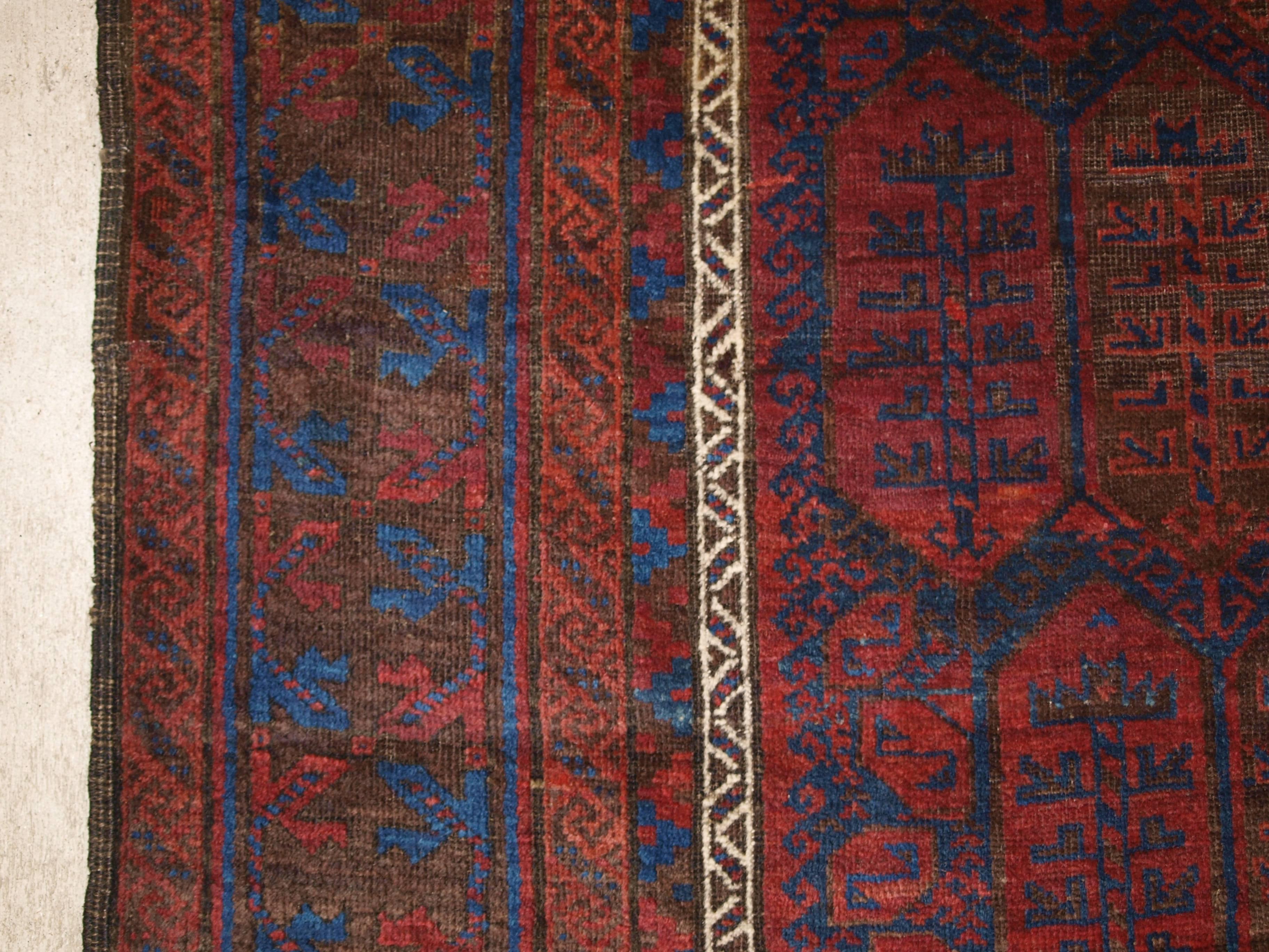 Antique Main Carpet by the Baluch of Western Afghanistan, Shrub Design For Sale 1