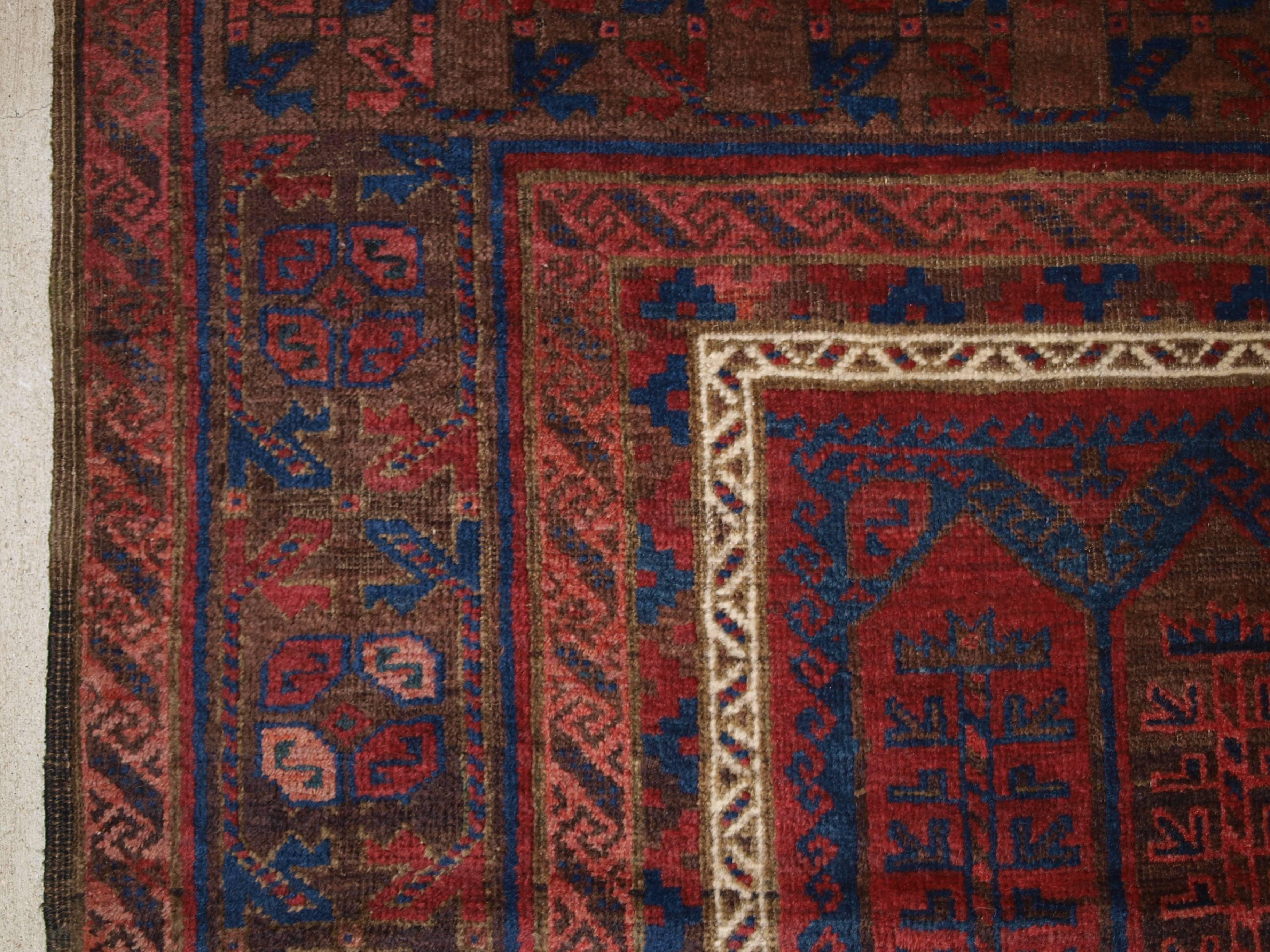 Antique Main Carpet by the Baluch of Western Afghanistan, Shrub Design For Sale 3