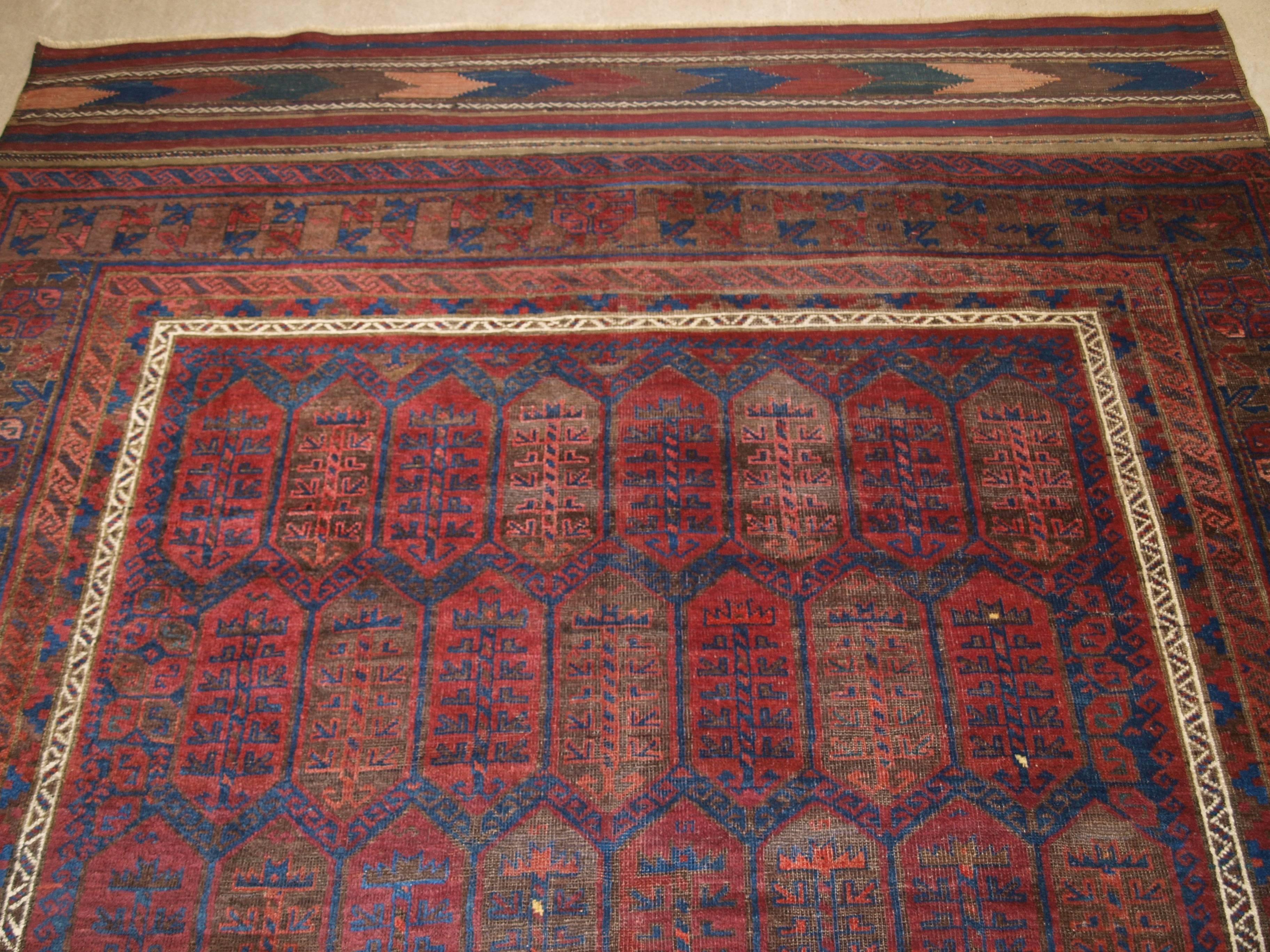 Antique Main Carpet by the Baluch of Western Afghanistan, Shrub Design For Sale 5