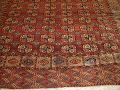 Antique Tekke Turkmen Main Carpet, Soft Red Color, circa 1880