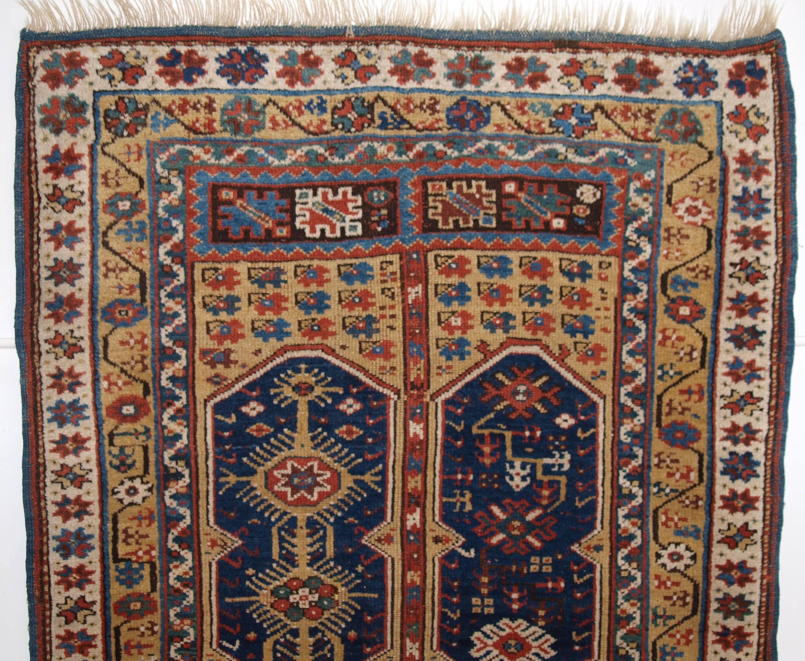 Antique Turkish Megri Prayer Rug with Yellow Field, Mid-19th Century For Sale 2