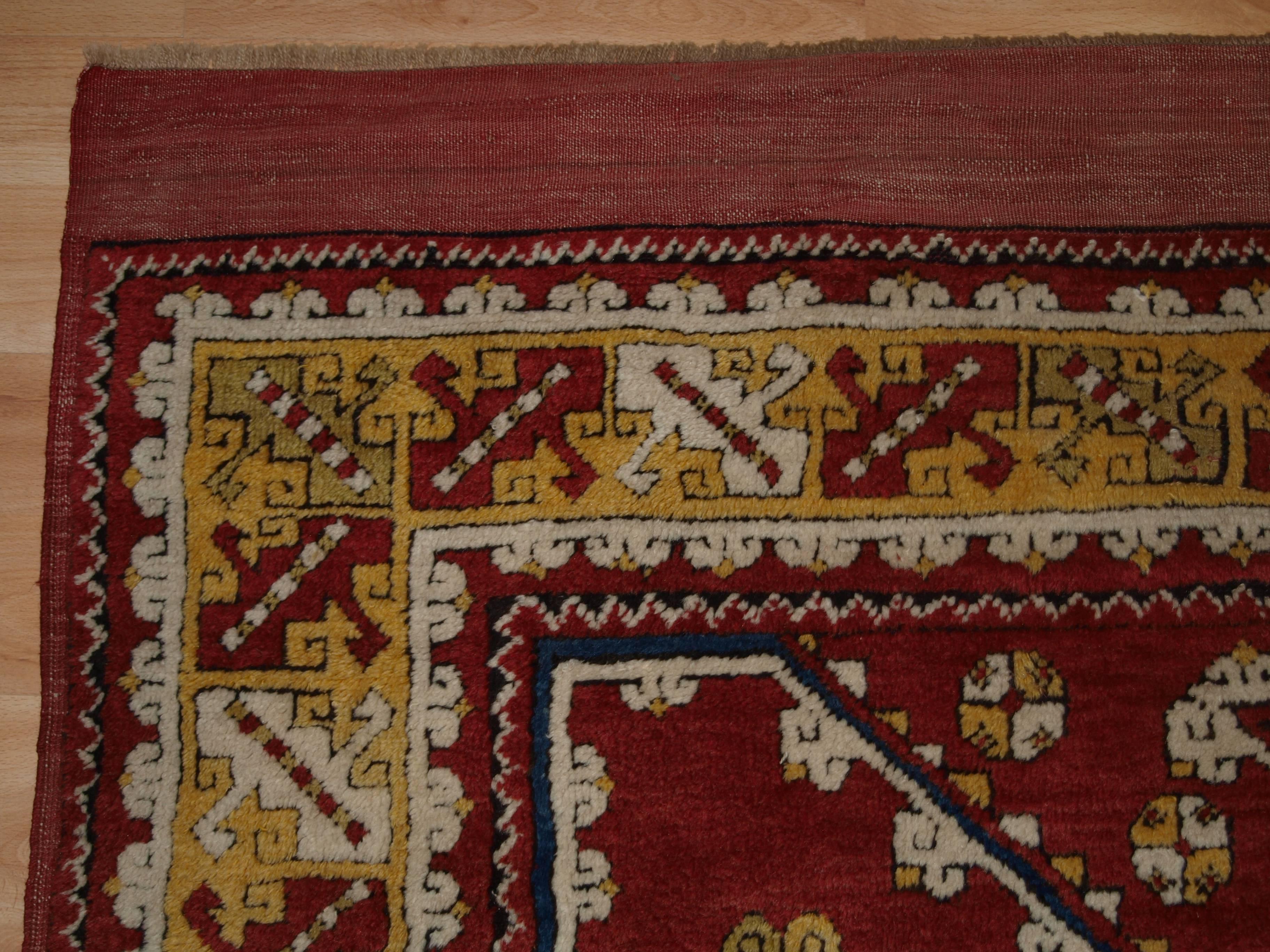 Wool Antique Turkish Bergama Rug of Classic Design with Superb Color, circa 1900 For Sale