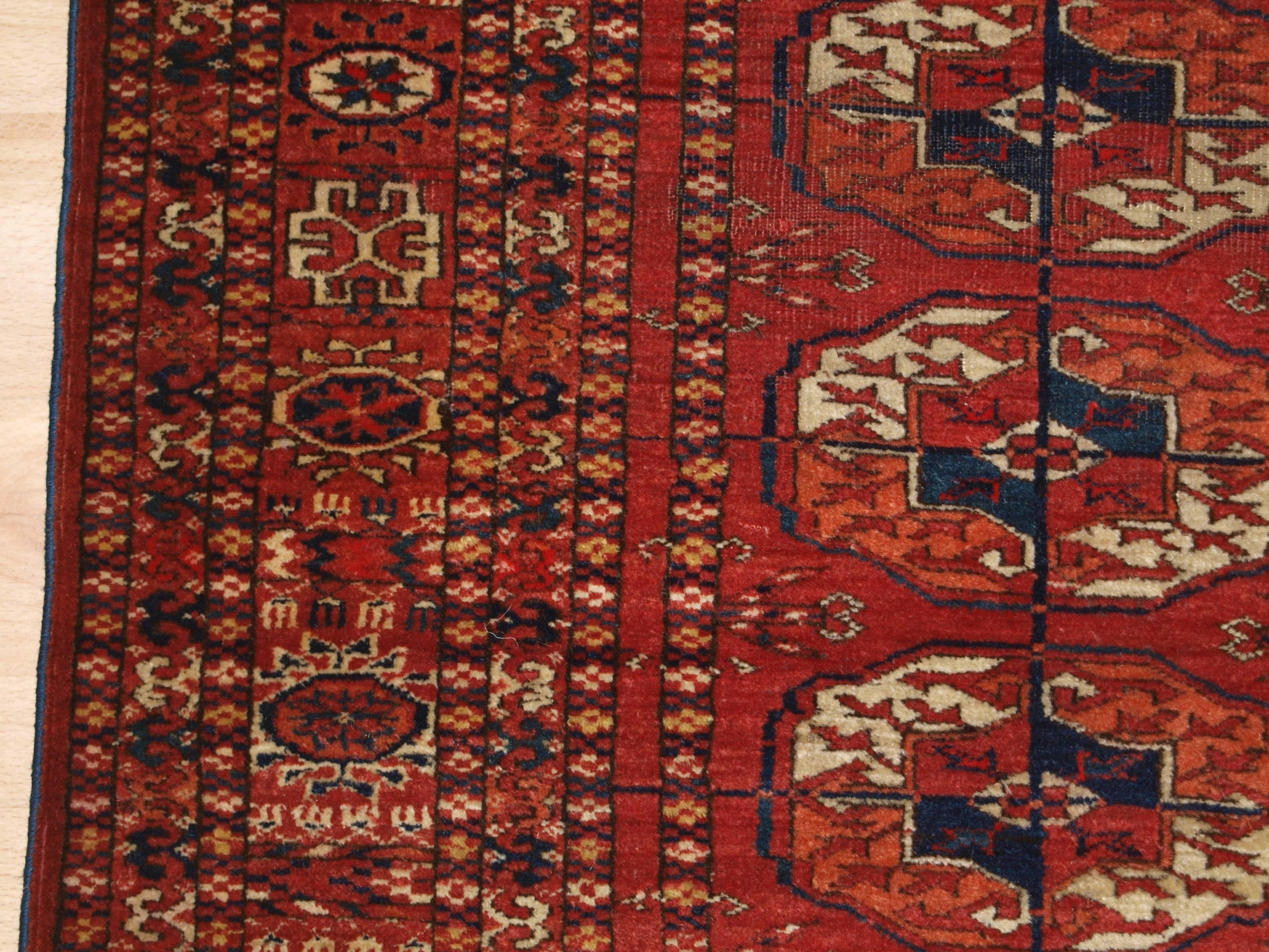 Wool Antique Tekke Turkmen Rug, Excellent Design, Color and Fine Weave, circa 1900