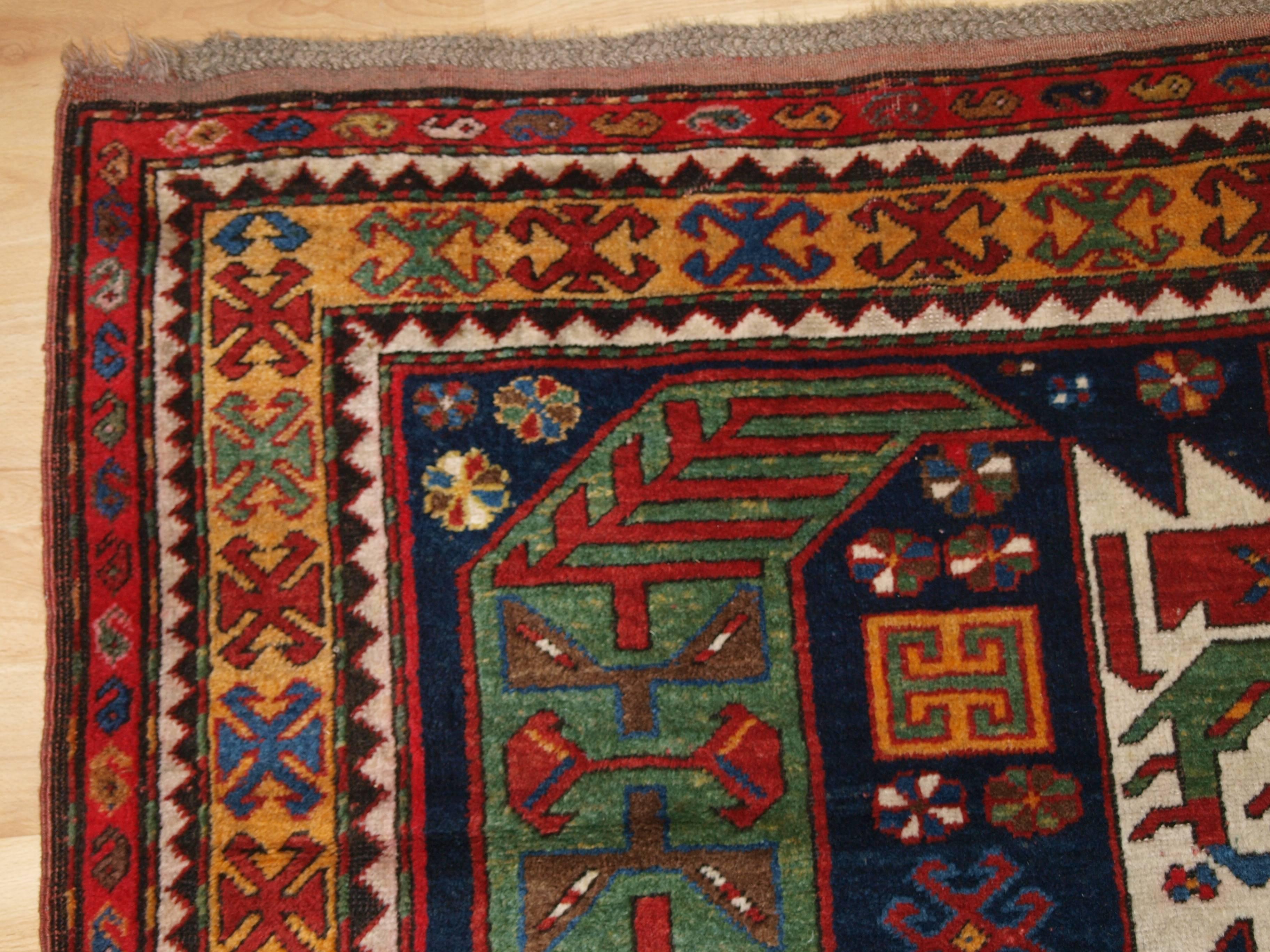 Antique Caucasian Kasim Ushak or Lenkoran Region Rug, Superb Colour, circa 1900 For Sale 1