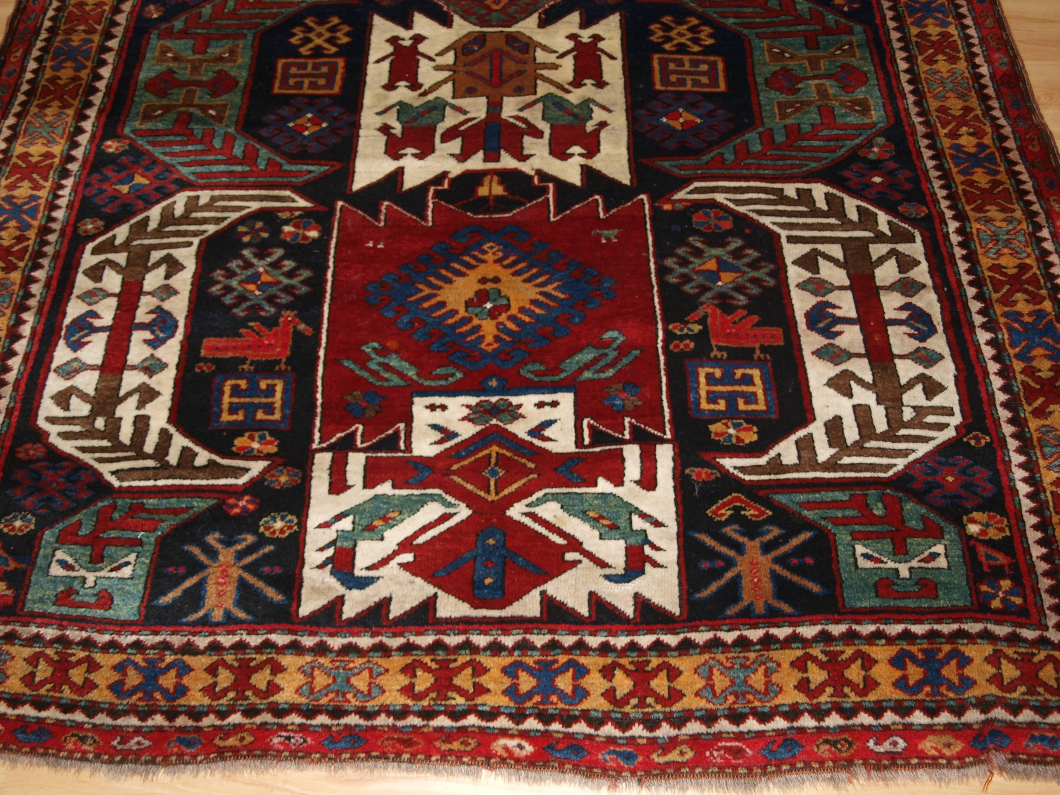Antique Caucasian Kasim Ushak or Lenkoran Region Rug, Superb Colour, circa 1900 For Sale 3