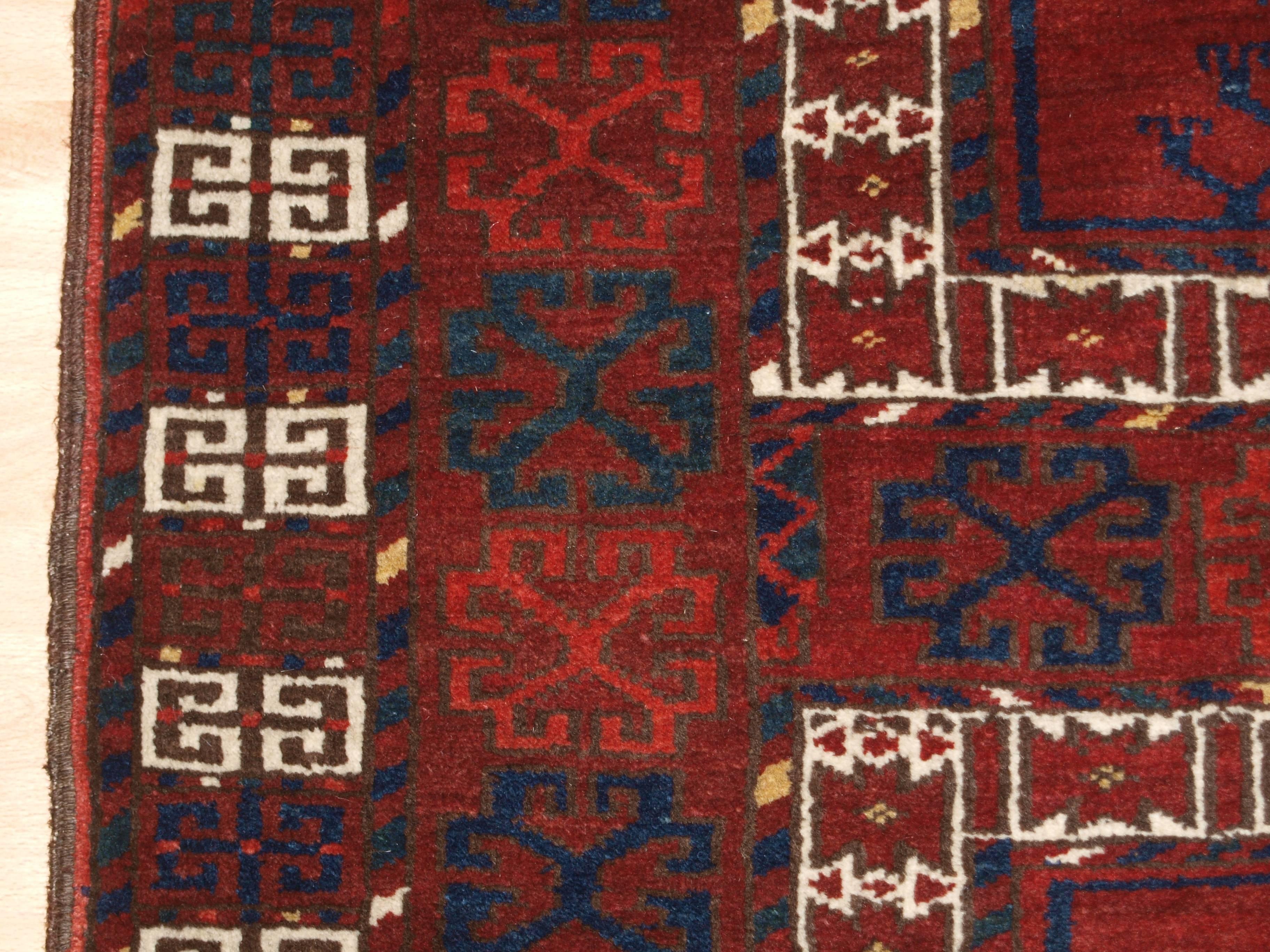 Central Asian Old Afghan Village Rug of Ersari Turkmen Ensi Design, Superb Color