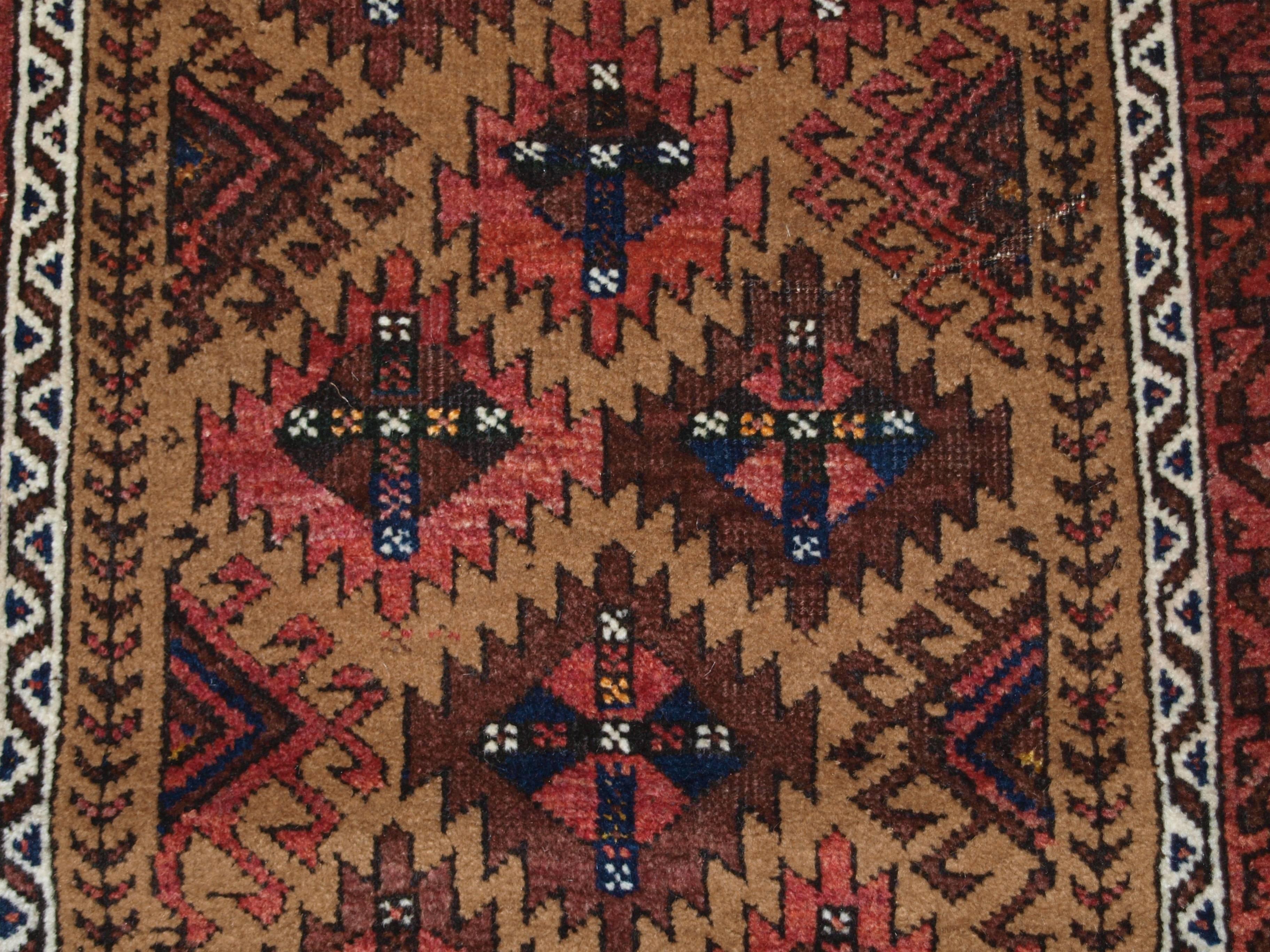 Central Asian Antique Baluch Camel Ground Prayer Rug, circa 1900 For Sale