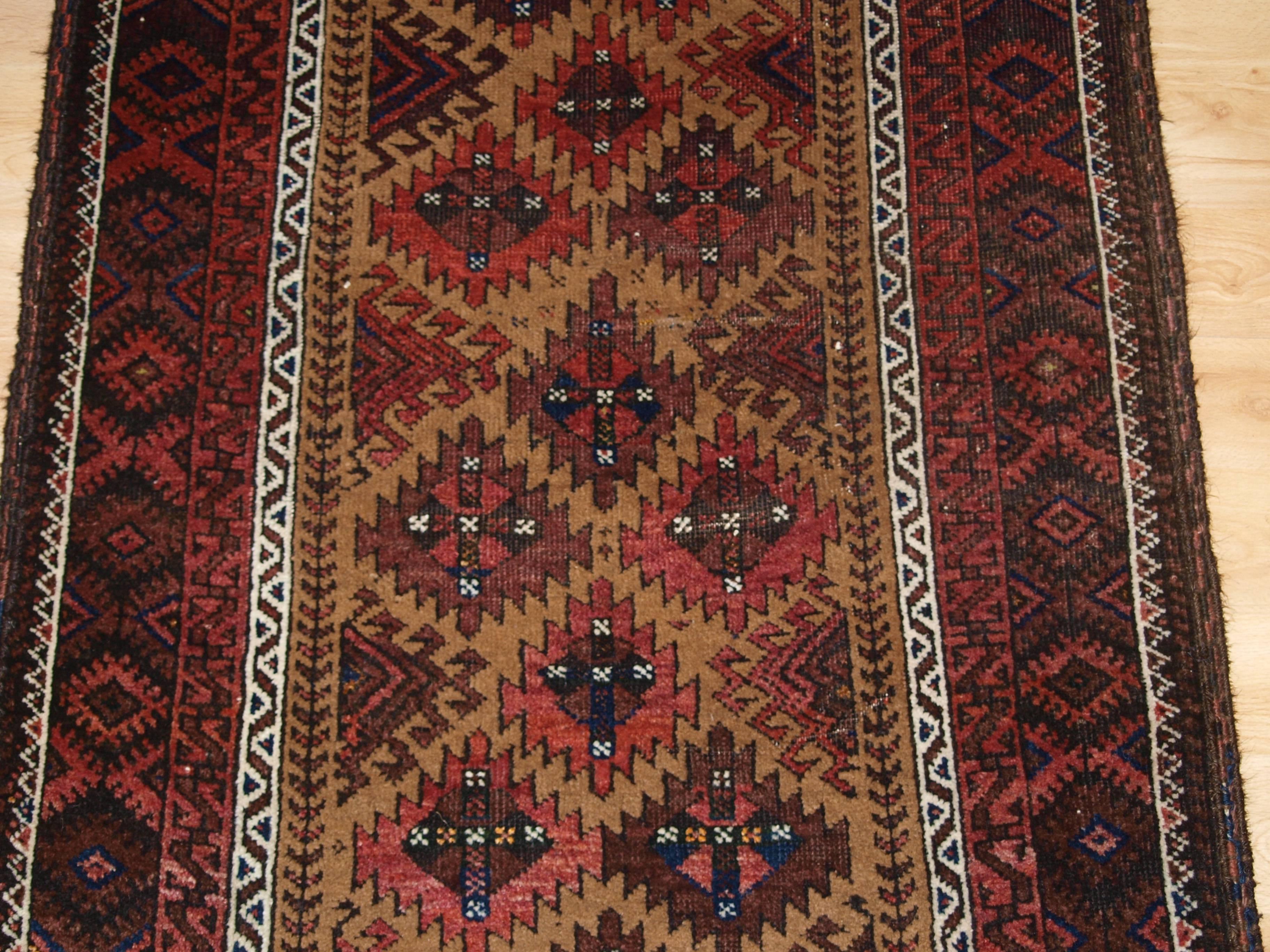 Antique Baluch Camel Ground Prayer Rug, circa 1900 In Excellent Condition For Sale In Moreton-in-Marsh, GB