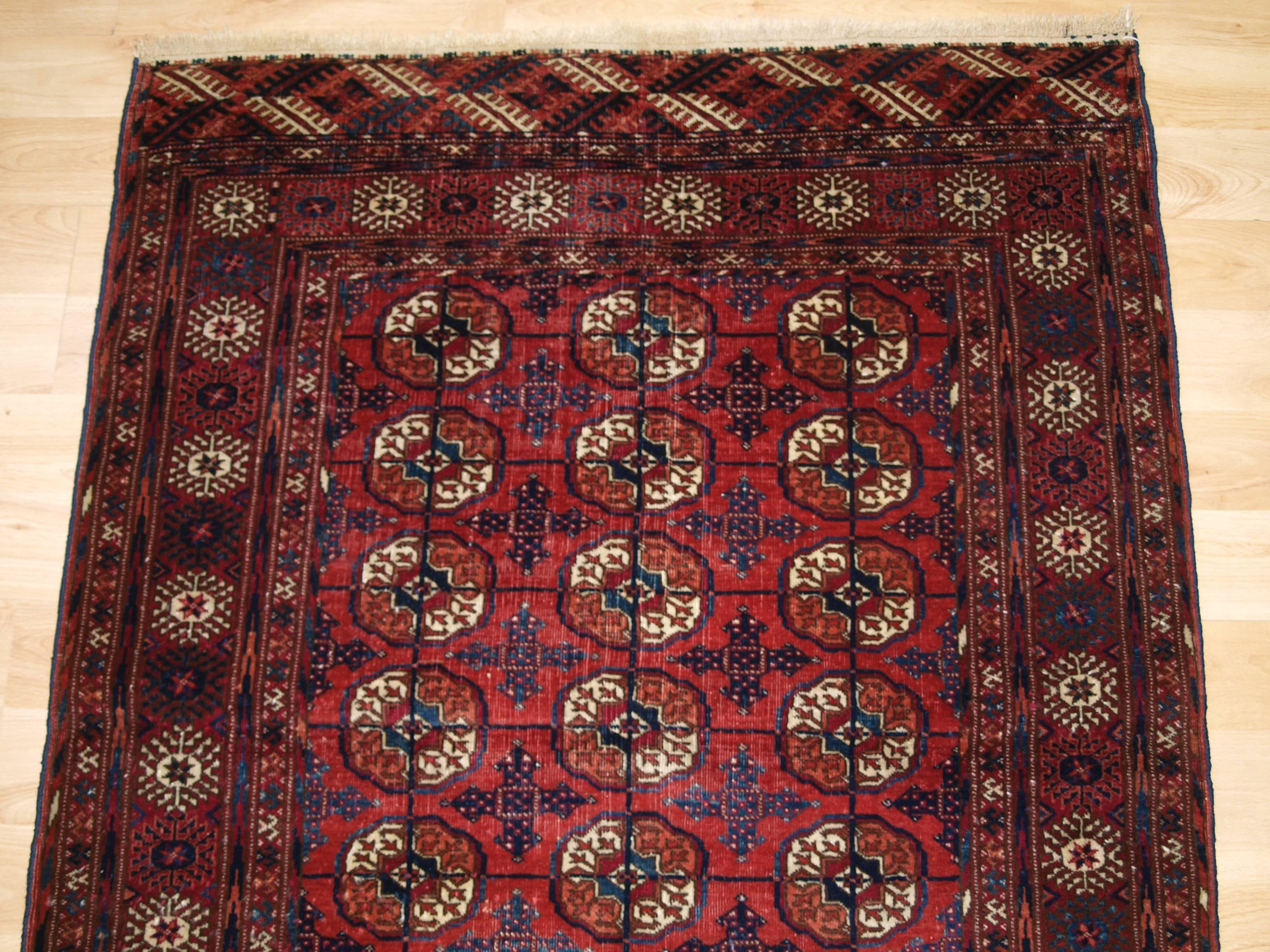 Wool Antique Tekke Turkmen Rug of Small Size For Sale