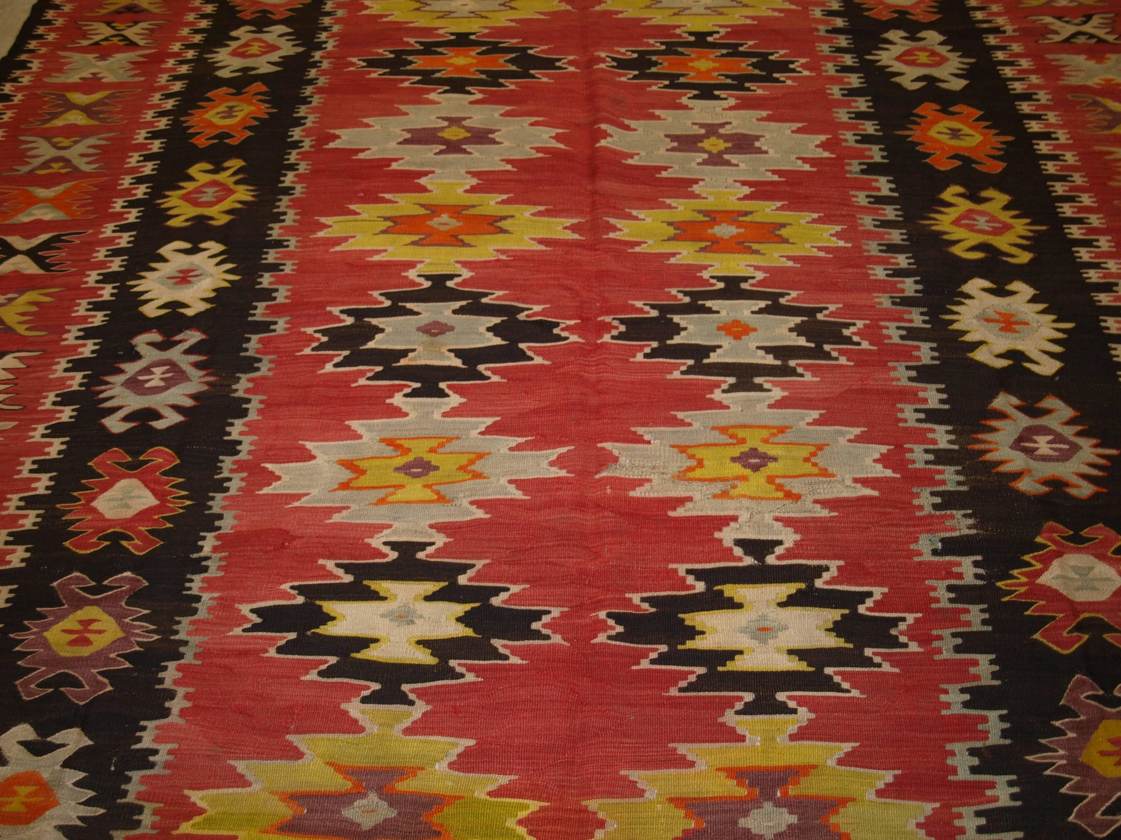 Old Anatolian Sharkoy Kilim, Western Turkey In Excellent Condition For Sale In Moreton-in-Marsh, GB
