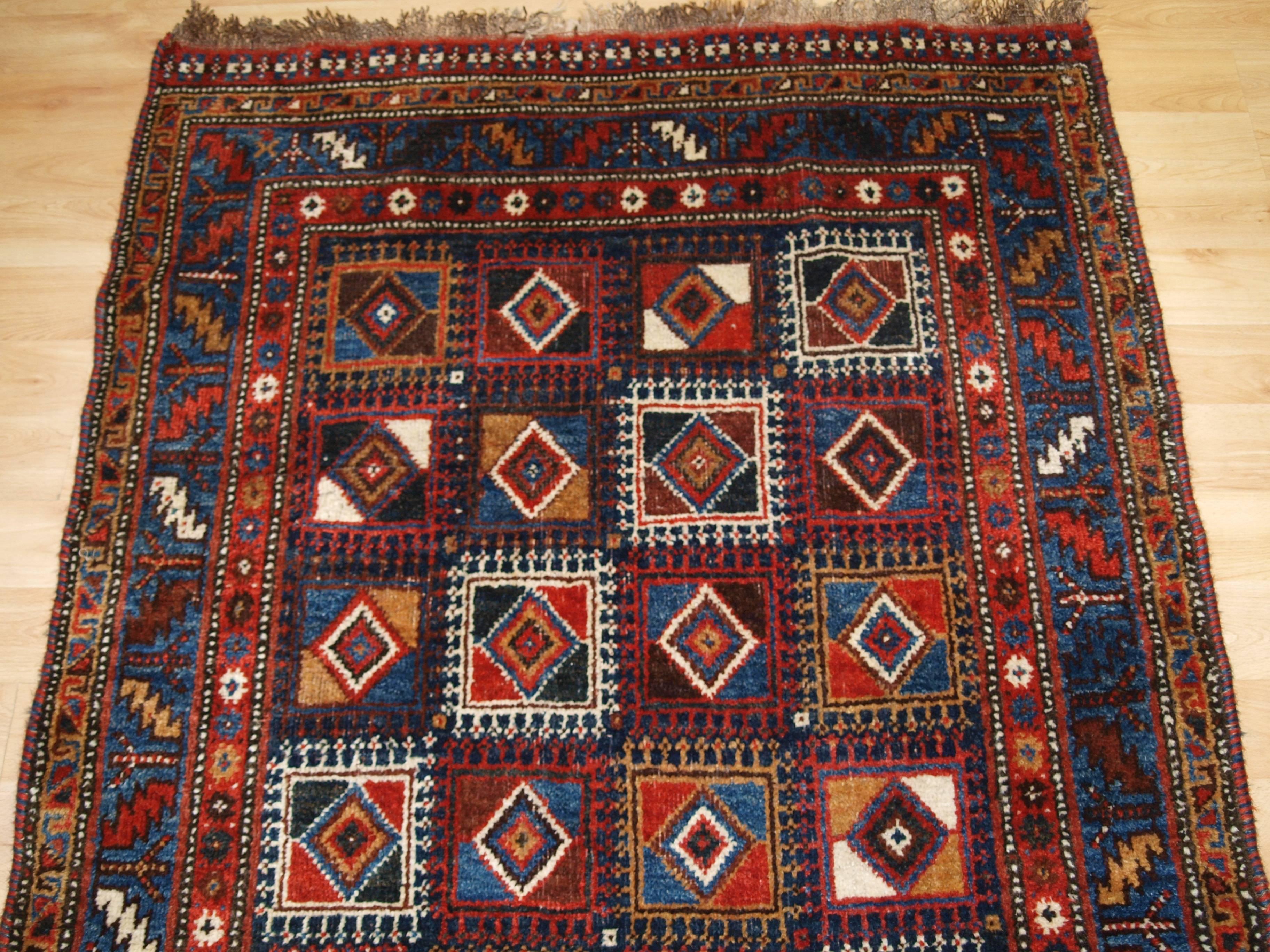 Antique Persian Qashqai long rug, very unusual design, superb condition, circa 1900-1920.
Size: 6ft 11in x 3ft 8in (210 x 112cm).

A good antique Persian Qashqai long rug, with very unusual box design usually found on kilims. 

circa