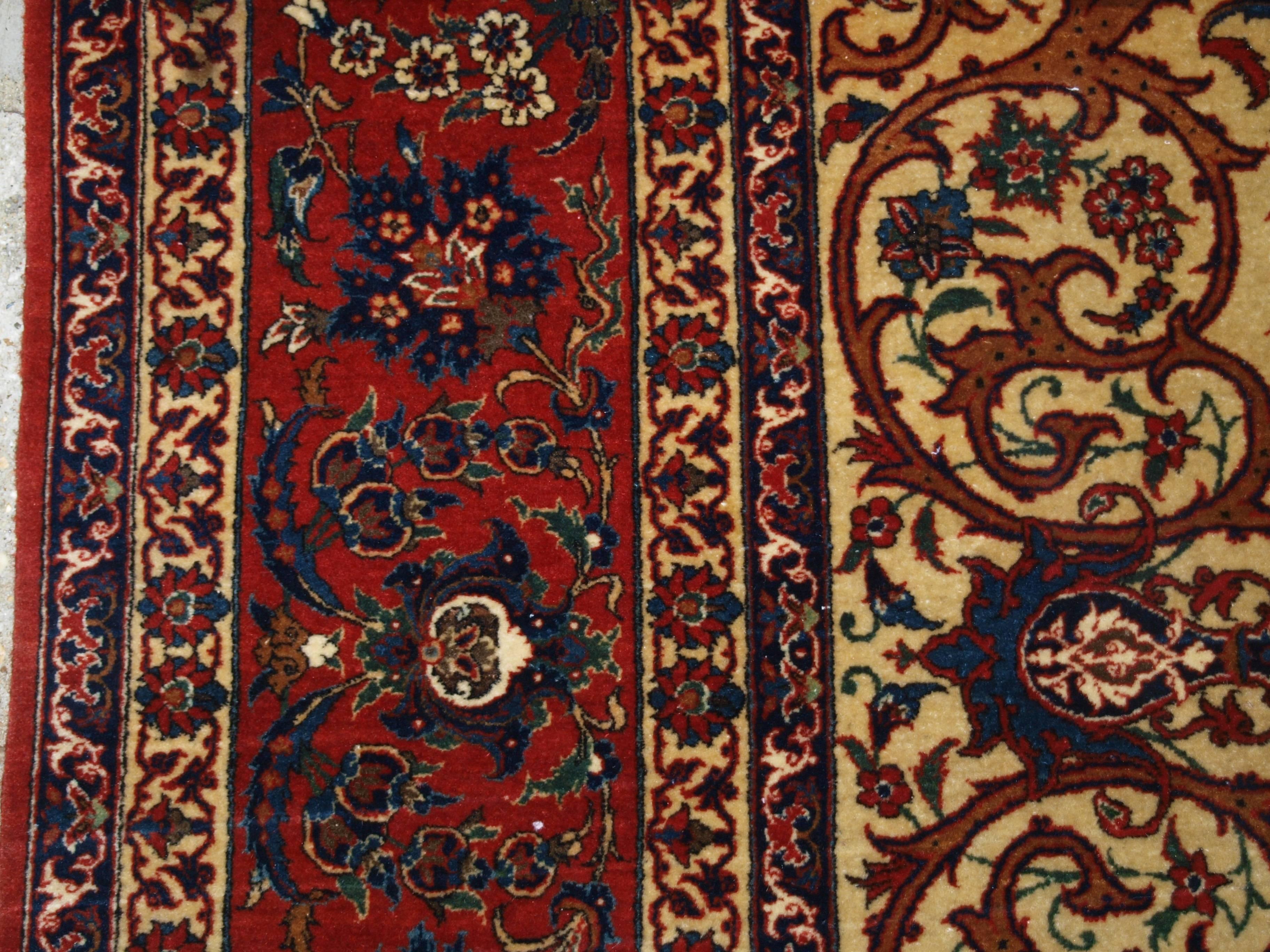 20th Century Old Persian Isfahan Carpet, of Superb Classic Design, Outstanding Color For Sale