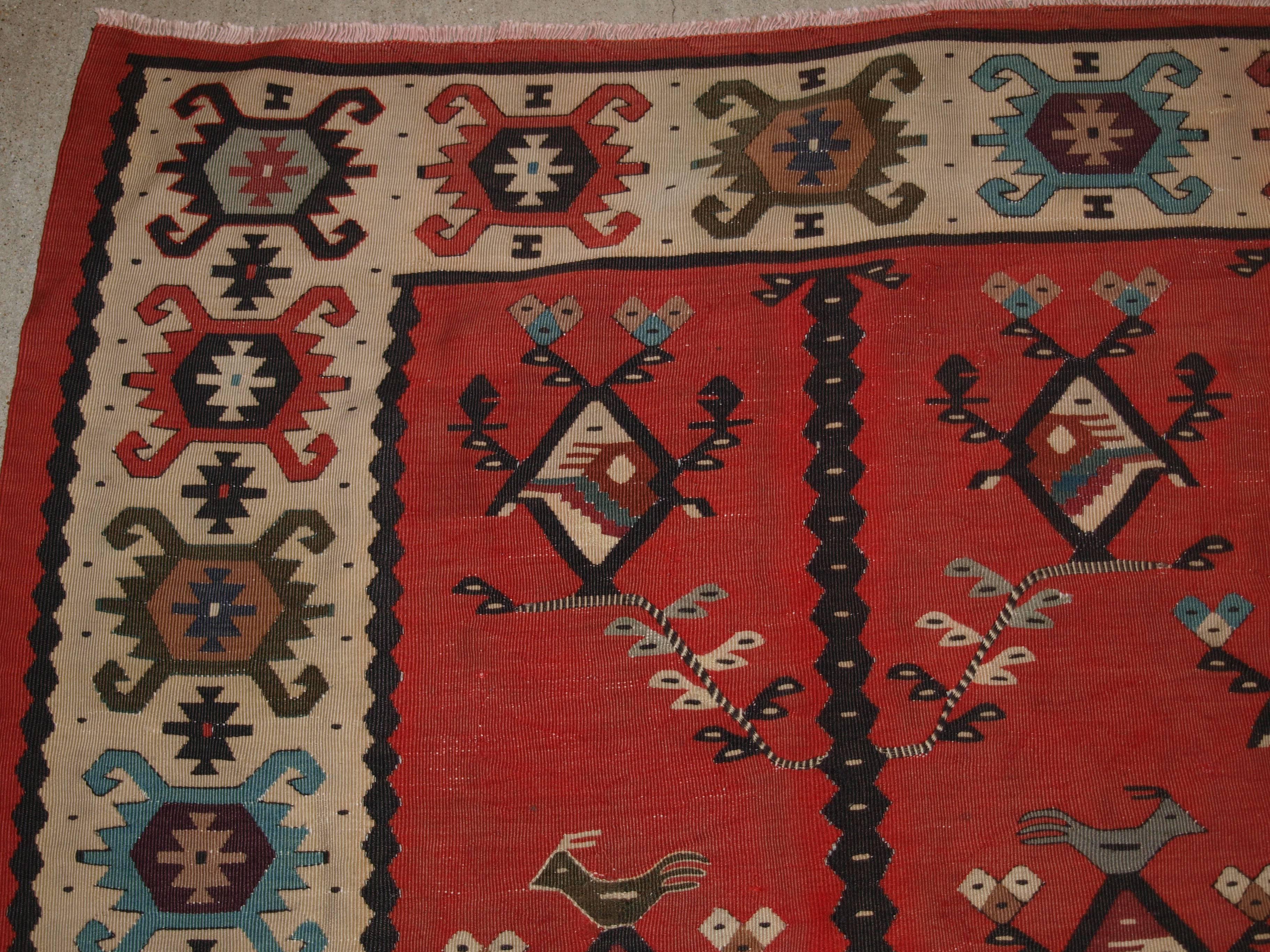 Wool Old Anatolian Sharkoy Kilim, Western Turkey, of Very Unusual Design, circa 1920 For Sale
