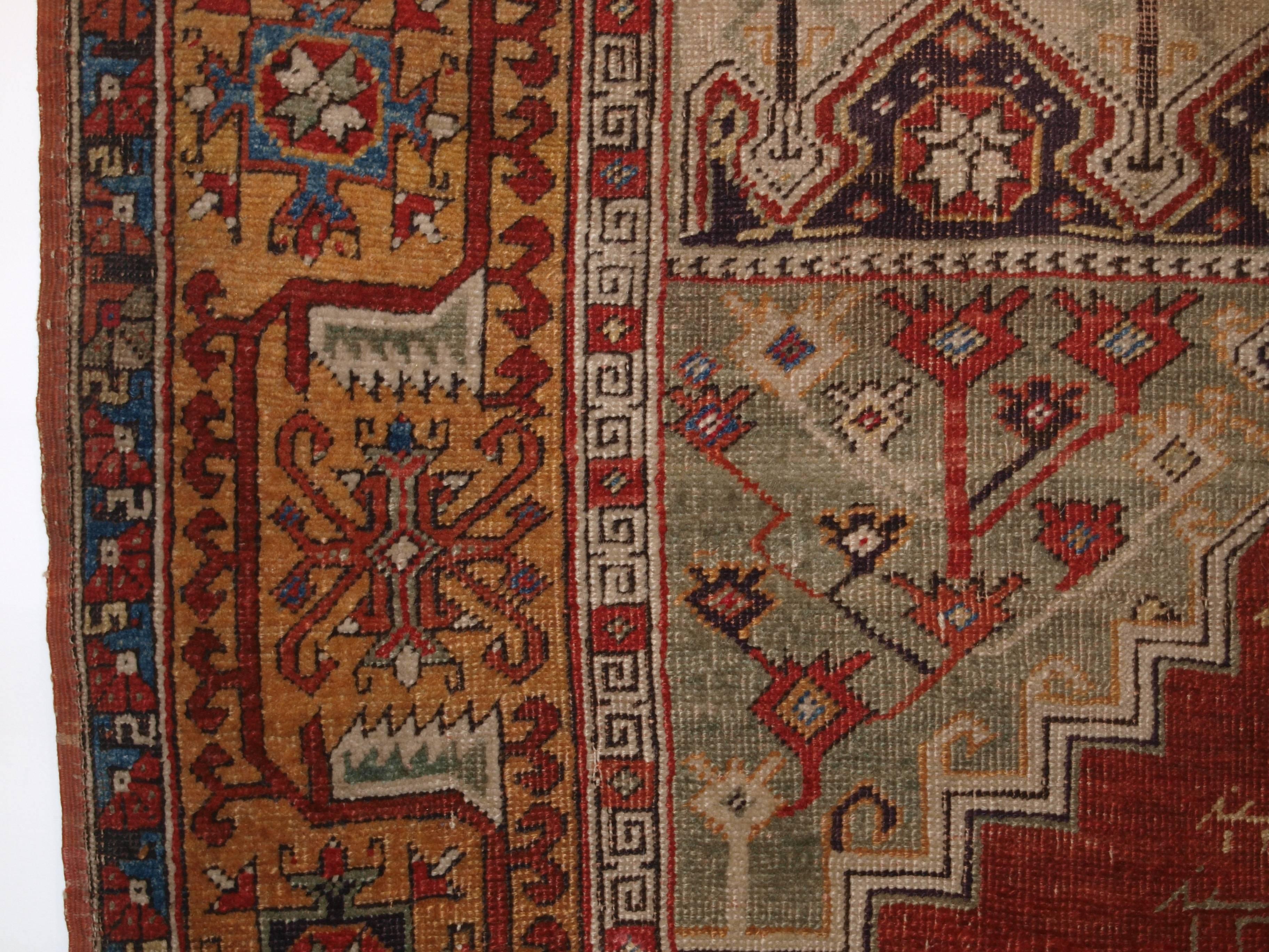 Wool Antique Turkish Ladik Prayer Rug, a Superb Early Dated Example
