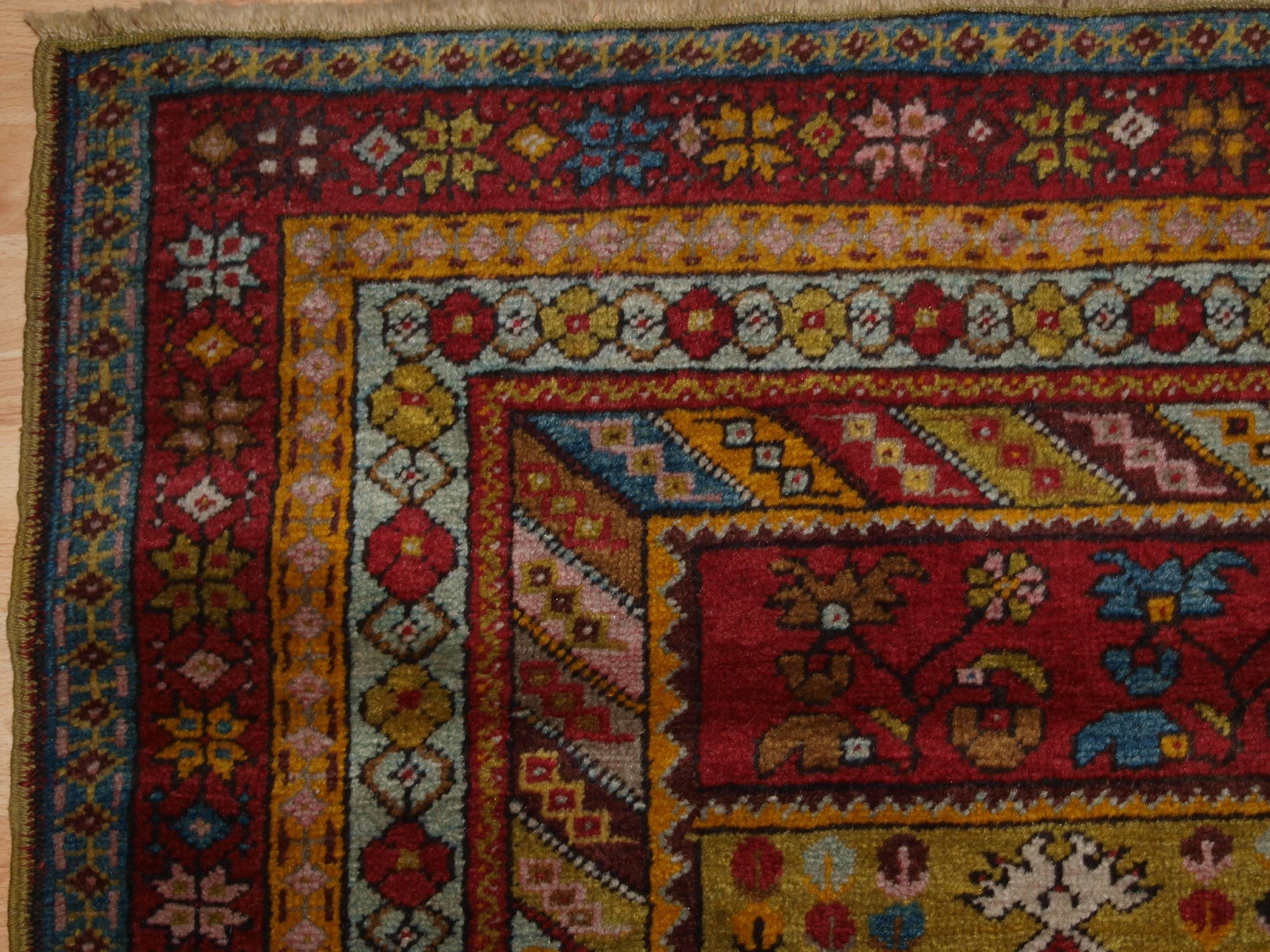 Turkish Antique Anatolian Kirsehir Village Prayer Rug of Traditional Design For Sale