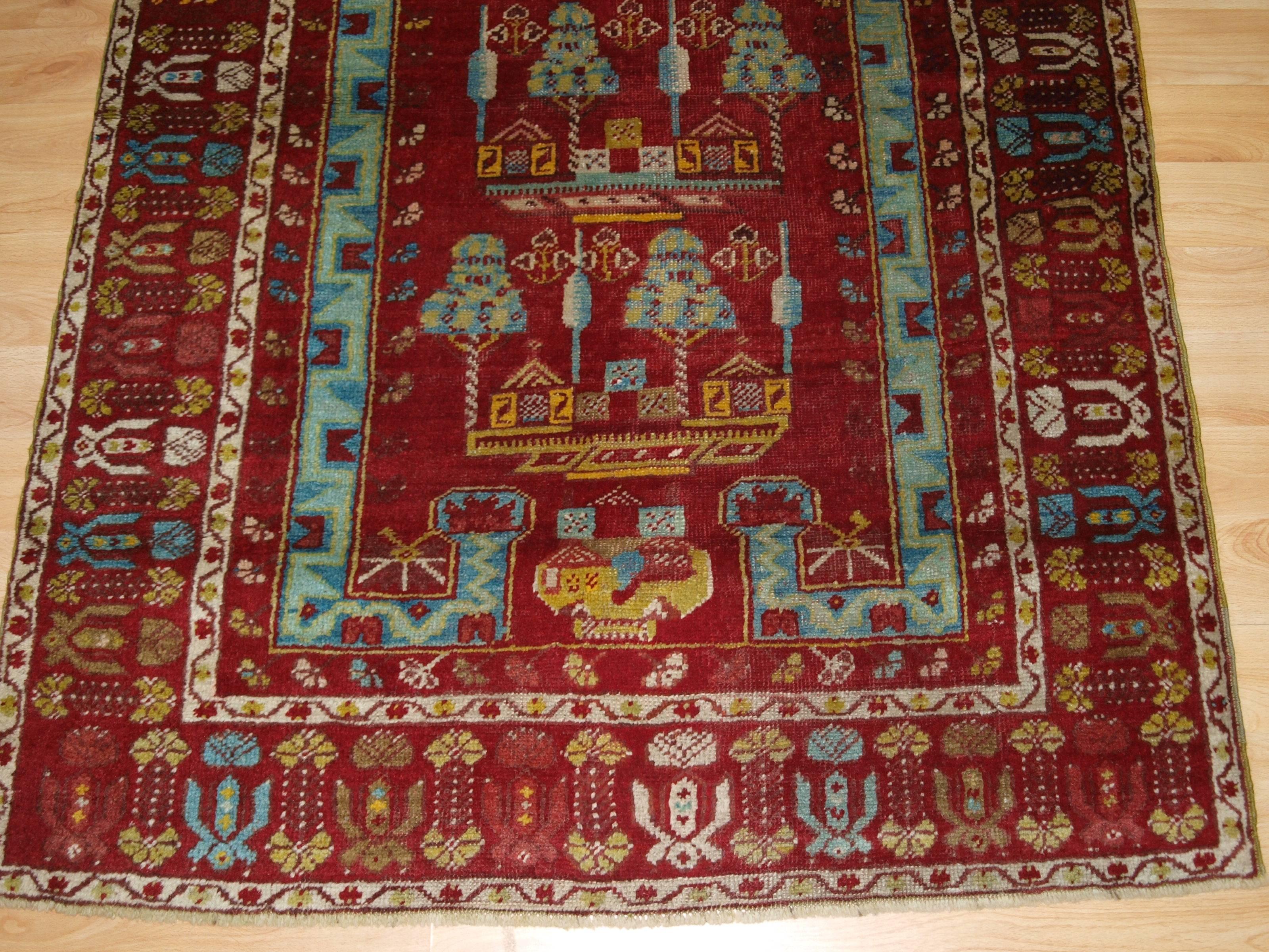 Antique Anatolian Kirsehir Village Prayer Rug, Traditional Design, One of Pair For Sale 1