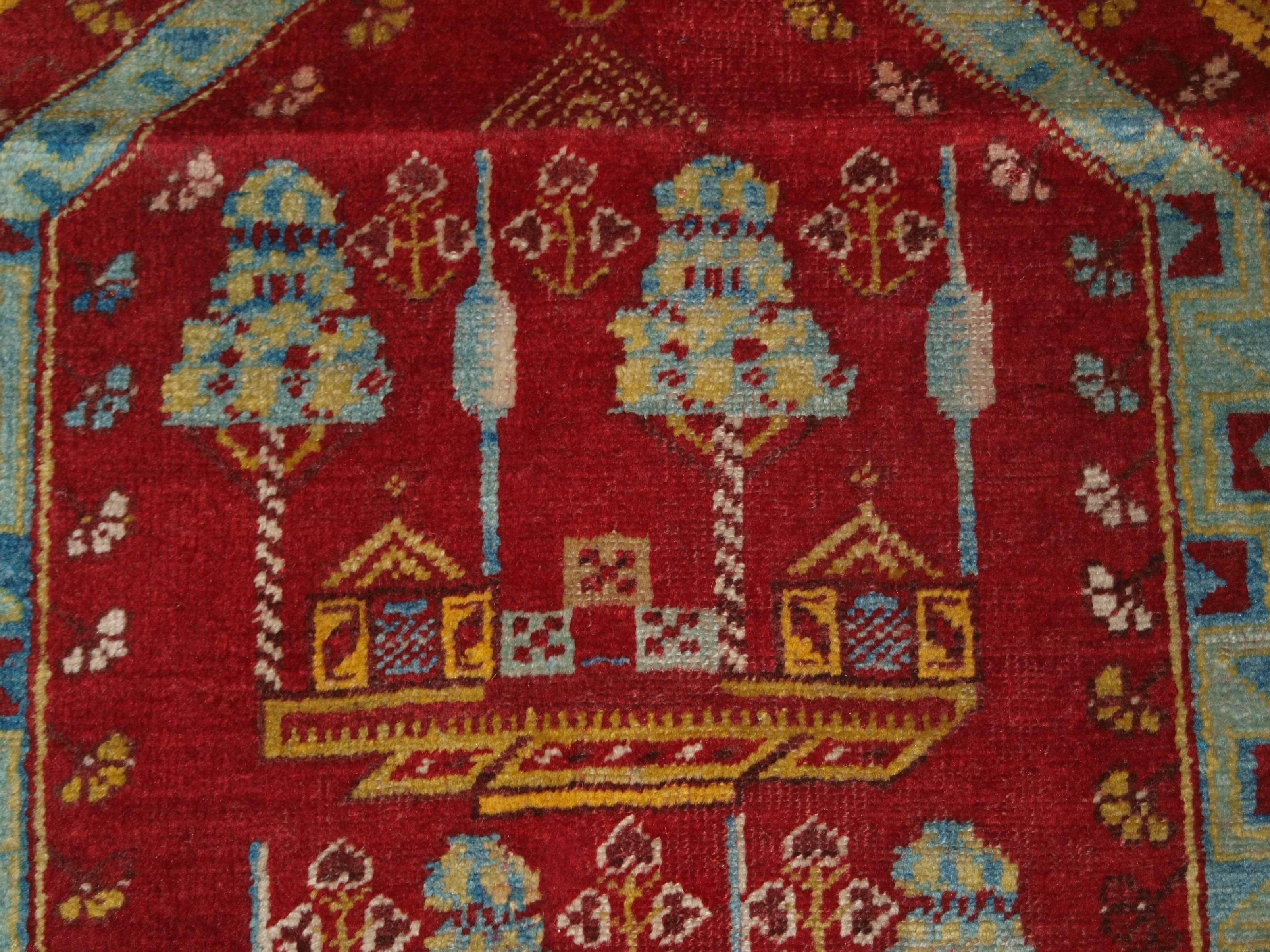 Antique Anatolian Kirsehir Village Prayer Rug, Traditional Design, One of Pair For Sale 3