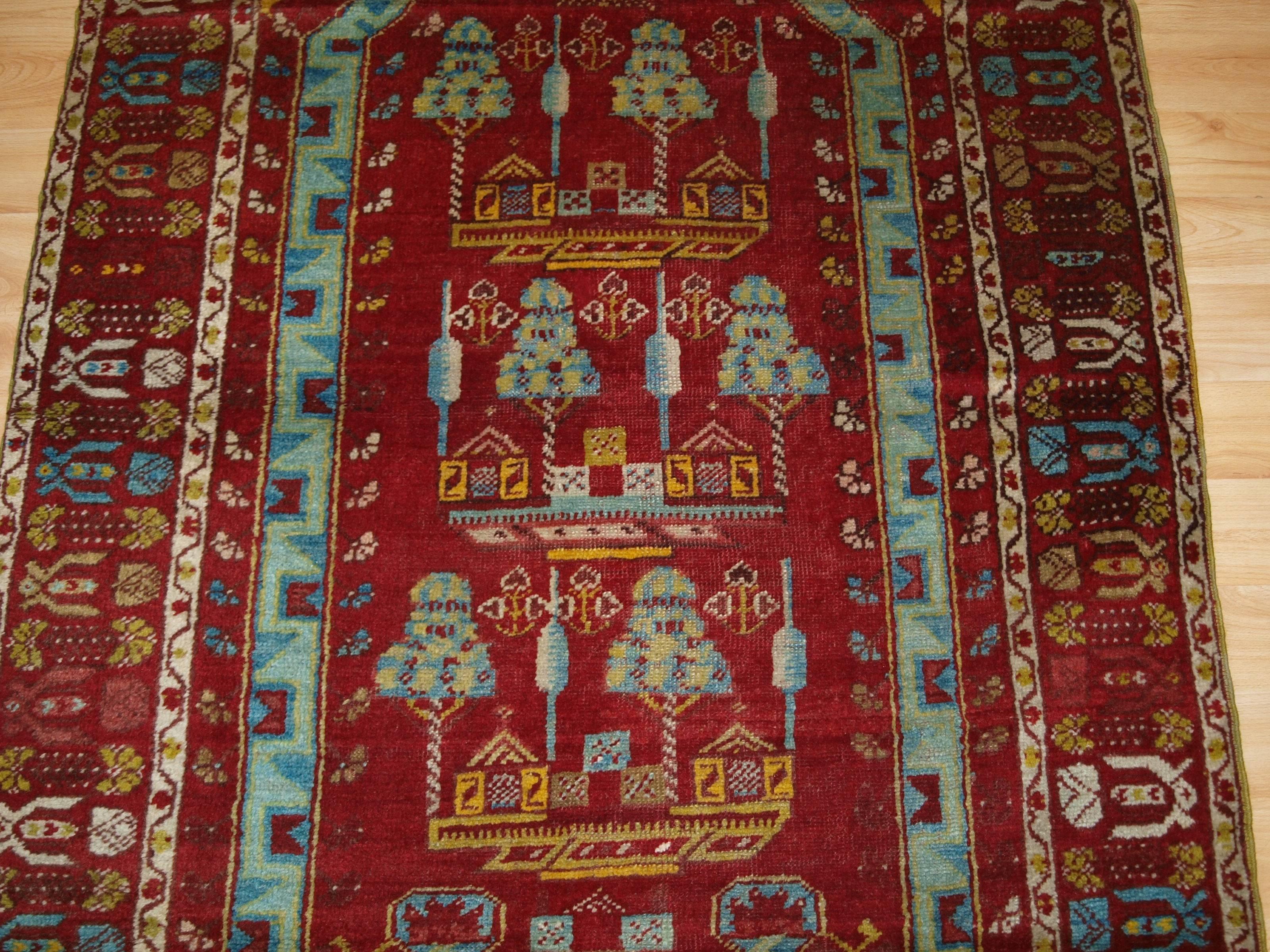 Antique Anatolian Kirsehir Village Prayer Rug, Traditional Design, One of Pair For Sale 2