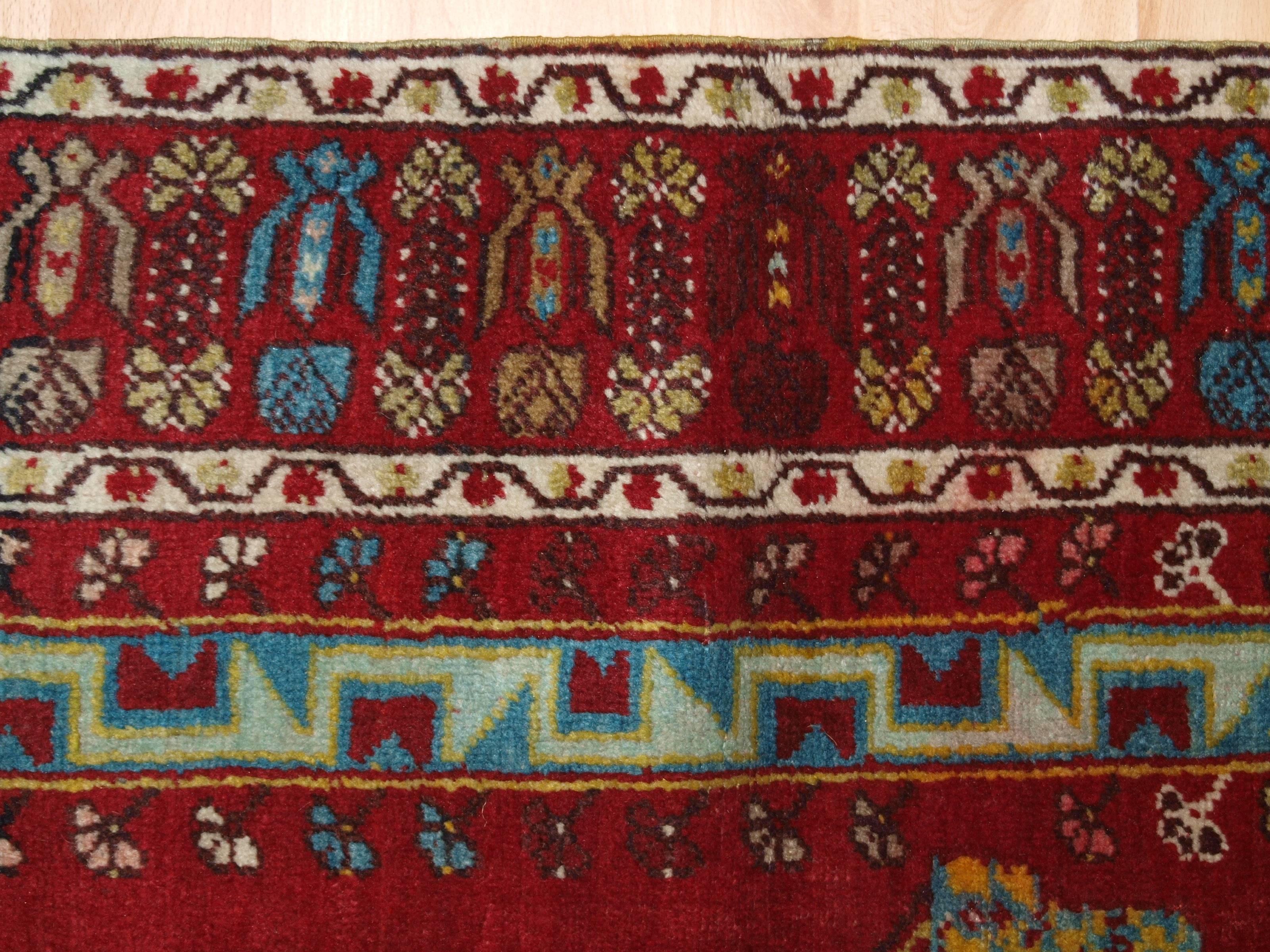 Antique Turkish Kirsehir village prayer rug, circa 1900 (one of a pair) two.
Antique Anatolian Kirsehir village prayer rug.

Size: 5ft 5in x 3ft 8in (166 x 111cm).

circa 1900.

An interesting pictorial prayer rug with trees and villages