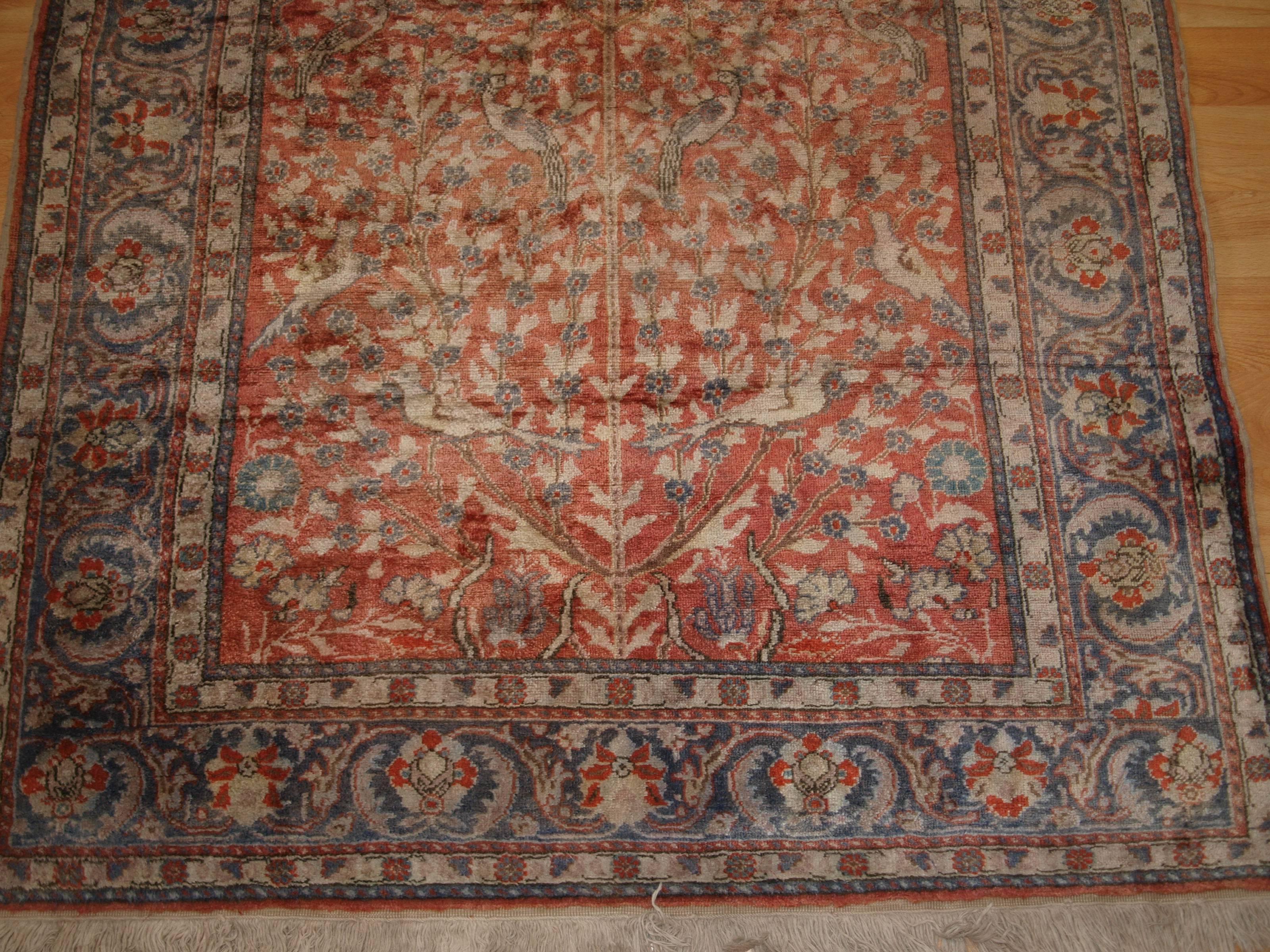 Cotton Antique Anatolian Kayseri 'Art Silk' Prayer Rug, with Tree of Life Prayer Design For Sale