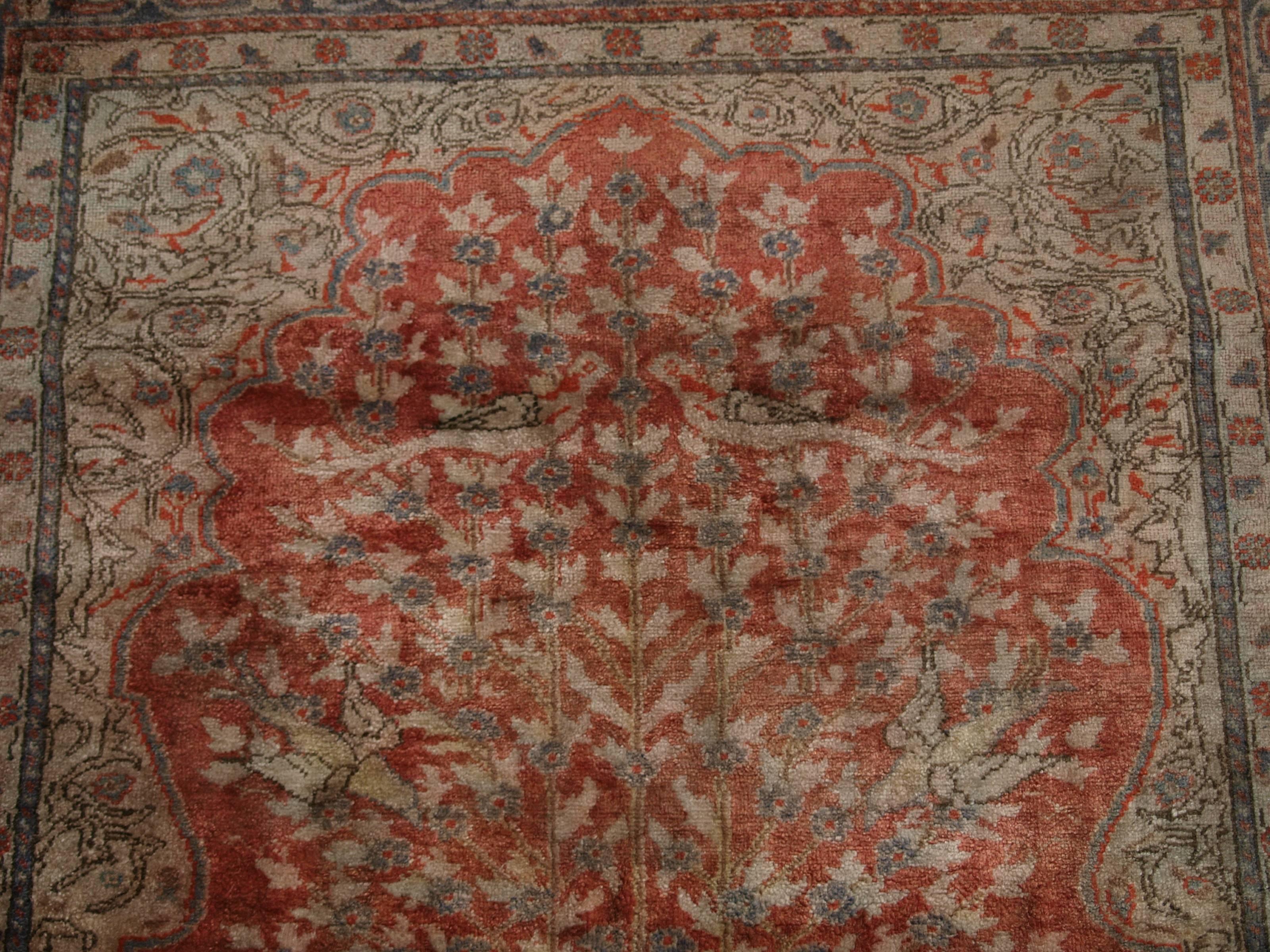 Antique Anatolian Kayseri 'Art Silk' Prayer Rug, with Tree of Life Prayer Design For Sale 3