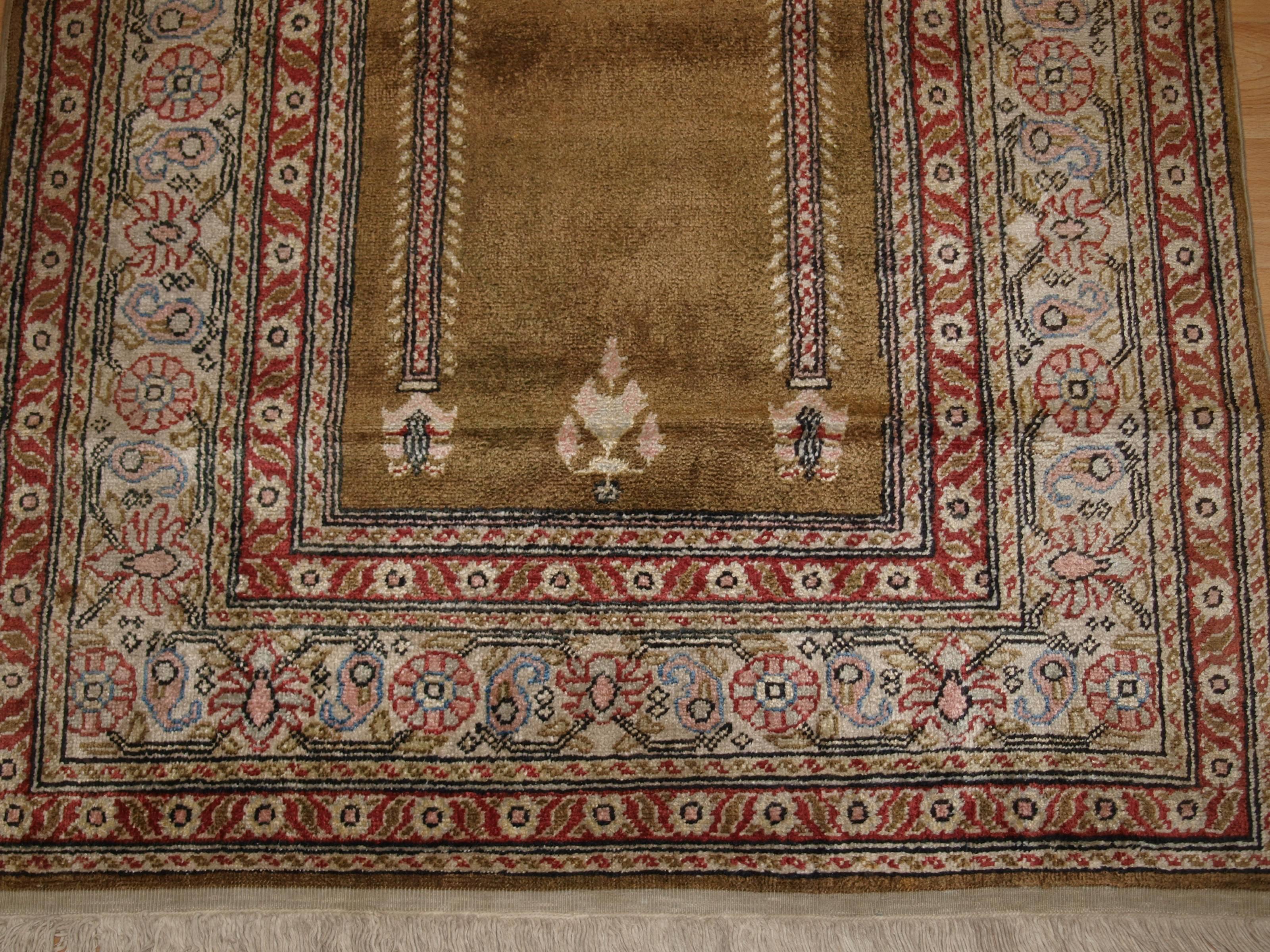Cotton Antique Anatolian Kayseri 'Art Silk' Prayer Rug For Sale
