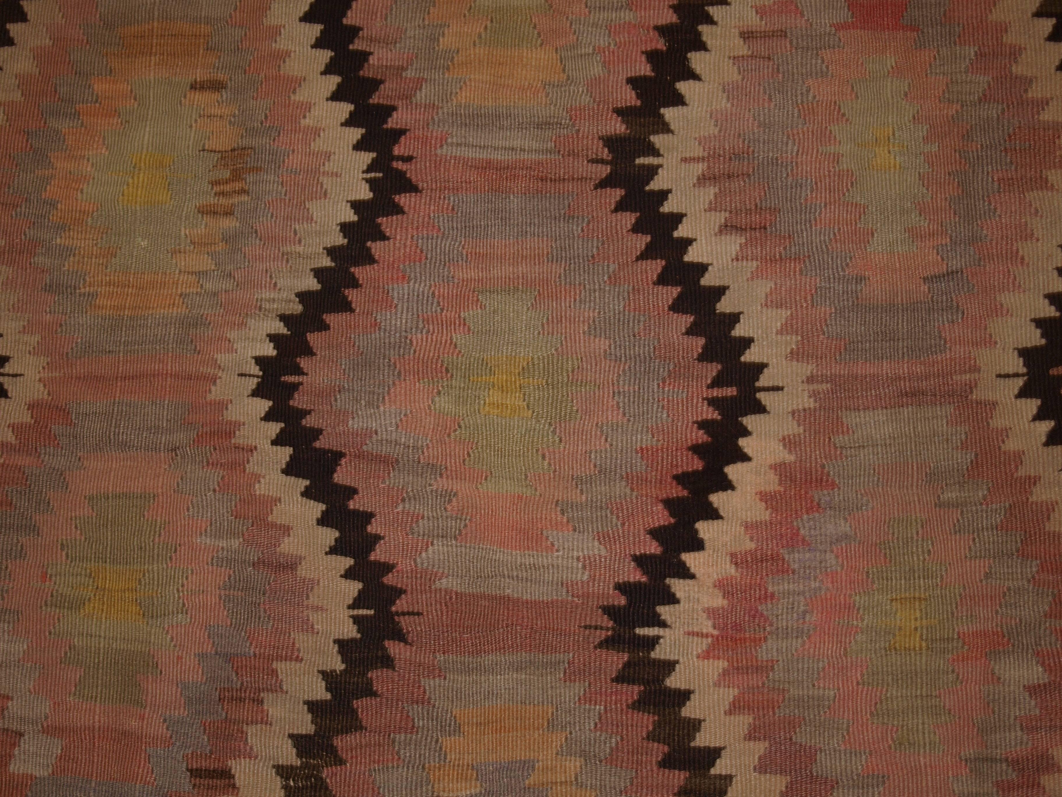 Old Turkish Fethiye Region Kilim from South West Anatolia, Soft Pastel Colors For Sale 3