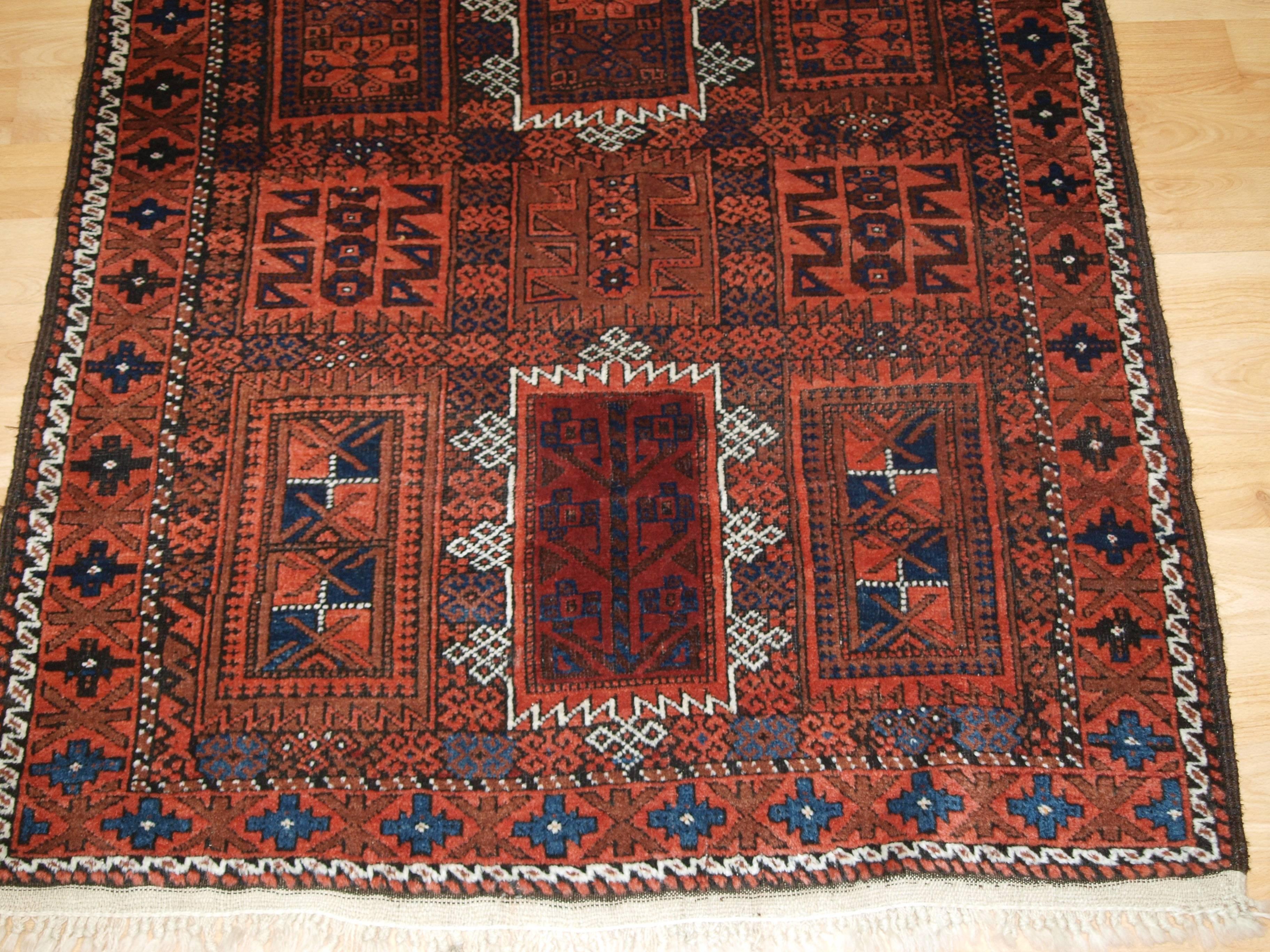 Central Asian Antique Baluch Rug with Traditional Timuri or Yaquab Khani Design, circa 1900 For Sale