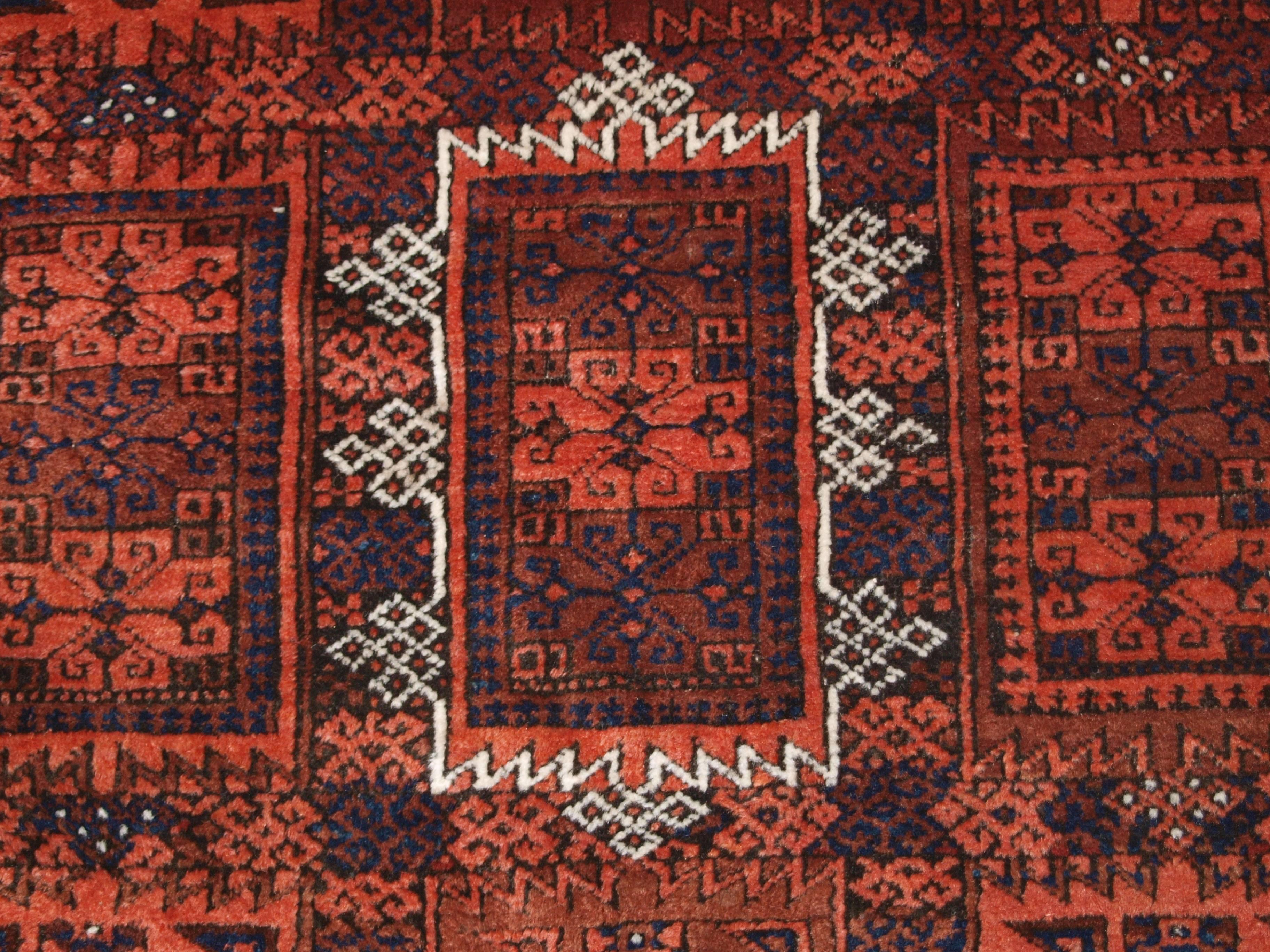Wool Antique Baluch Rug with Traditional Timuri or Yaquab Khani Design, circa 1900 For Sale