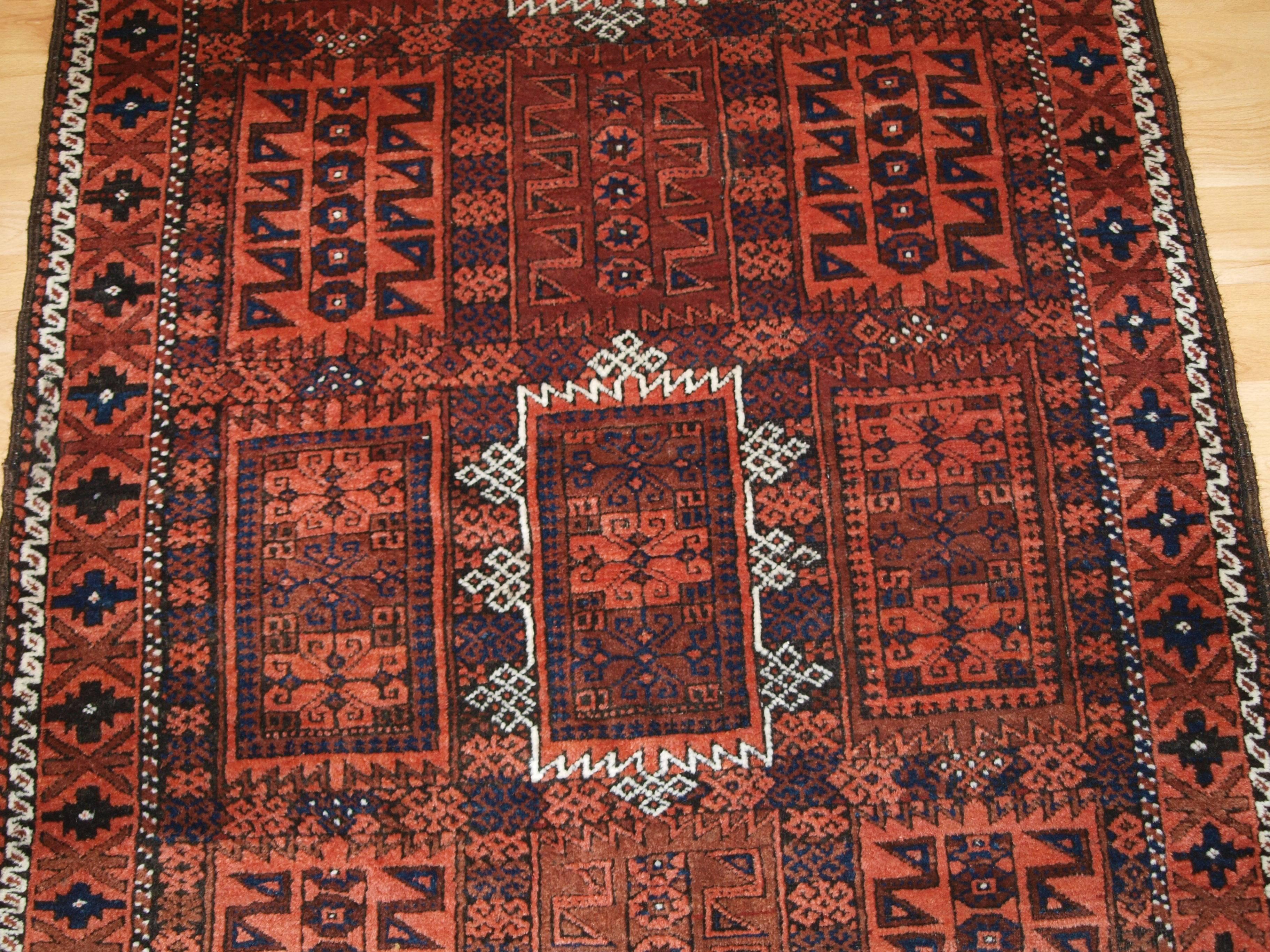 Antique Baluch Rug with Traditional Timuri or Yaquab Khani Design, circa 1900 For Sale 1