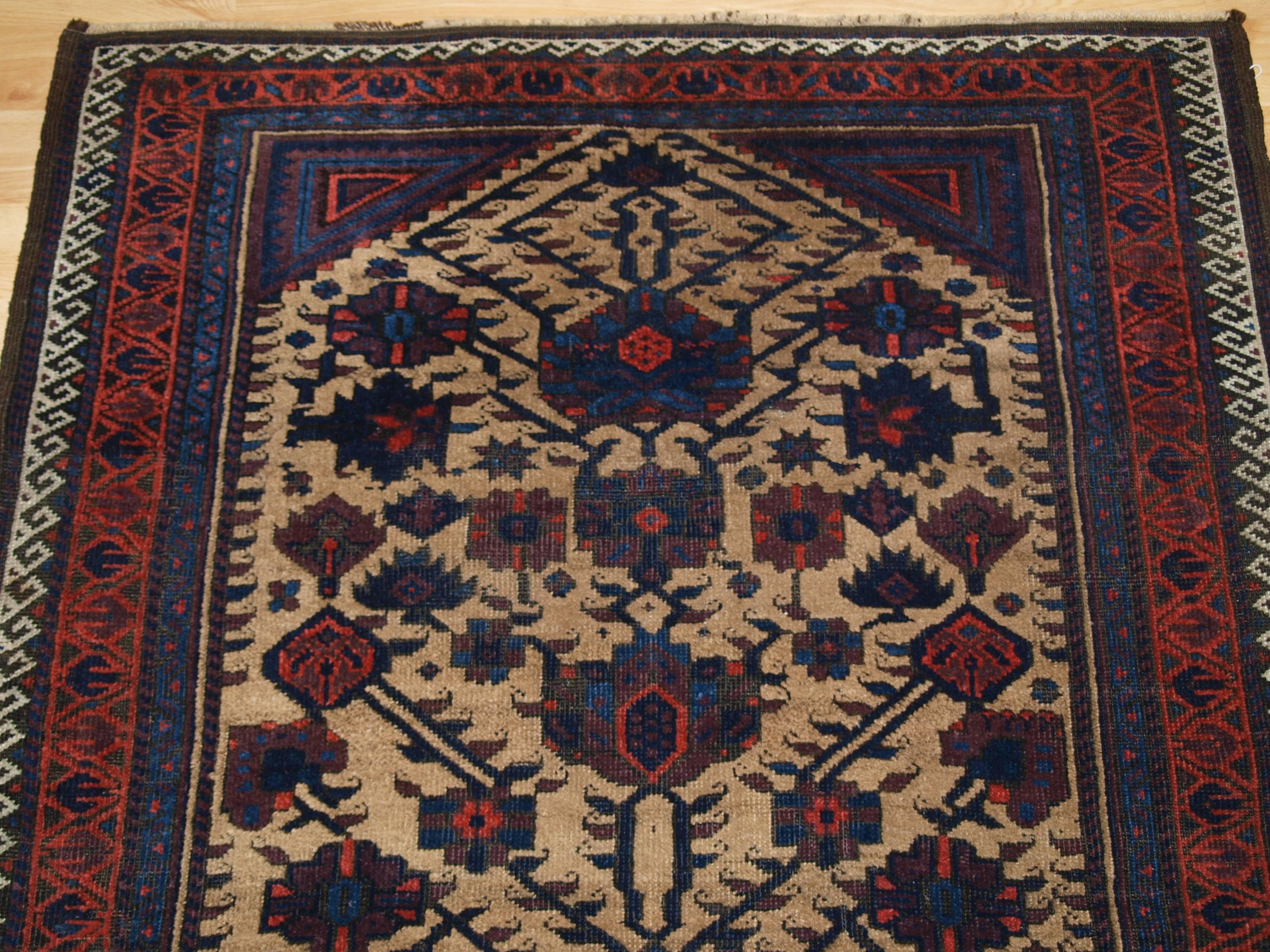 Central Asian Antique Arab Baluch Rug; Ferdows Region, circa 1900 For Sale