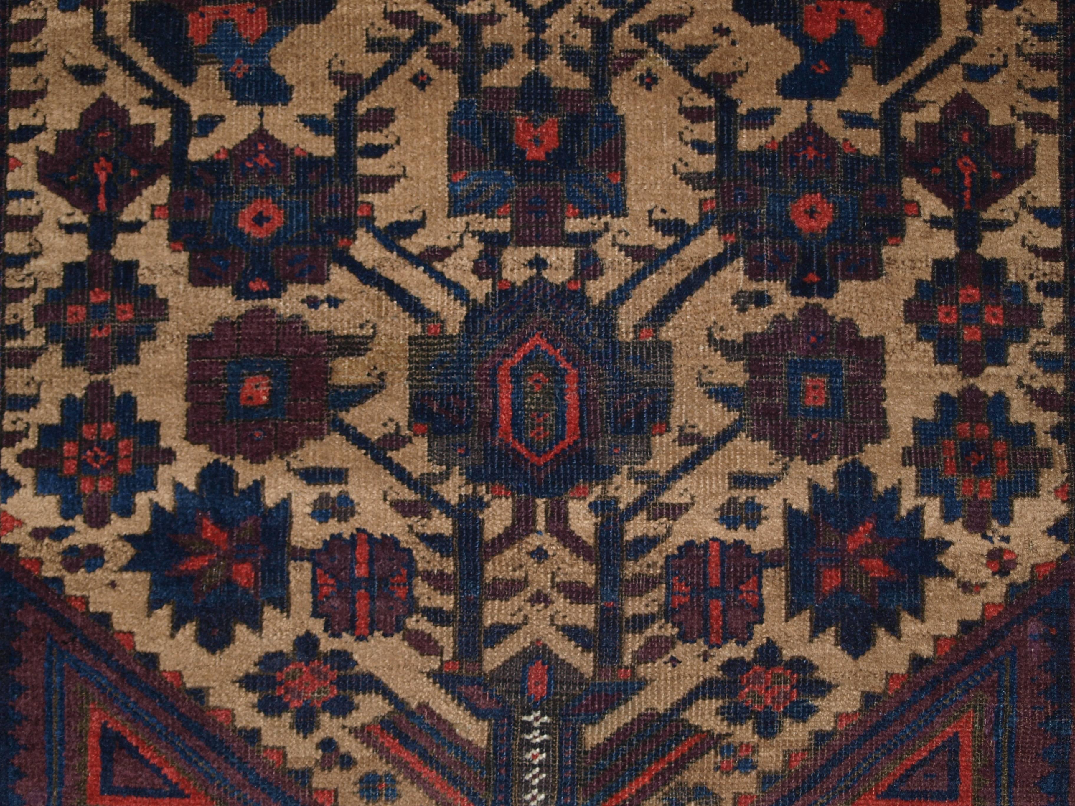 Wool Antique Arab Baluch Rug; Ferdows Region, circa 1900 For Sale