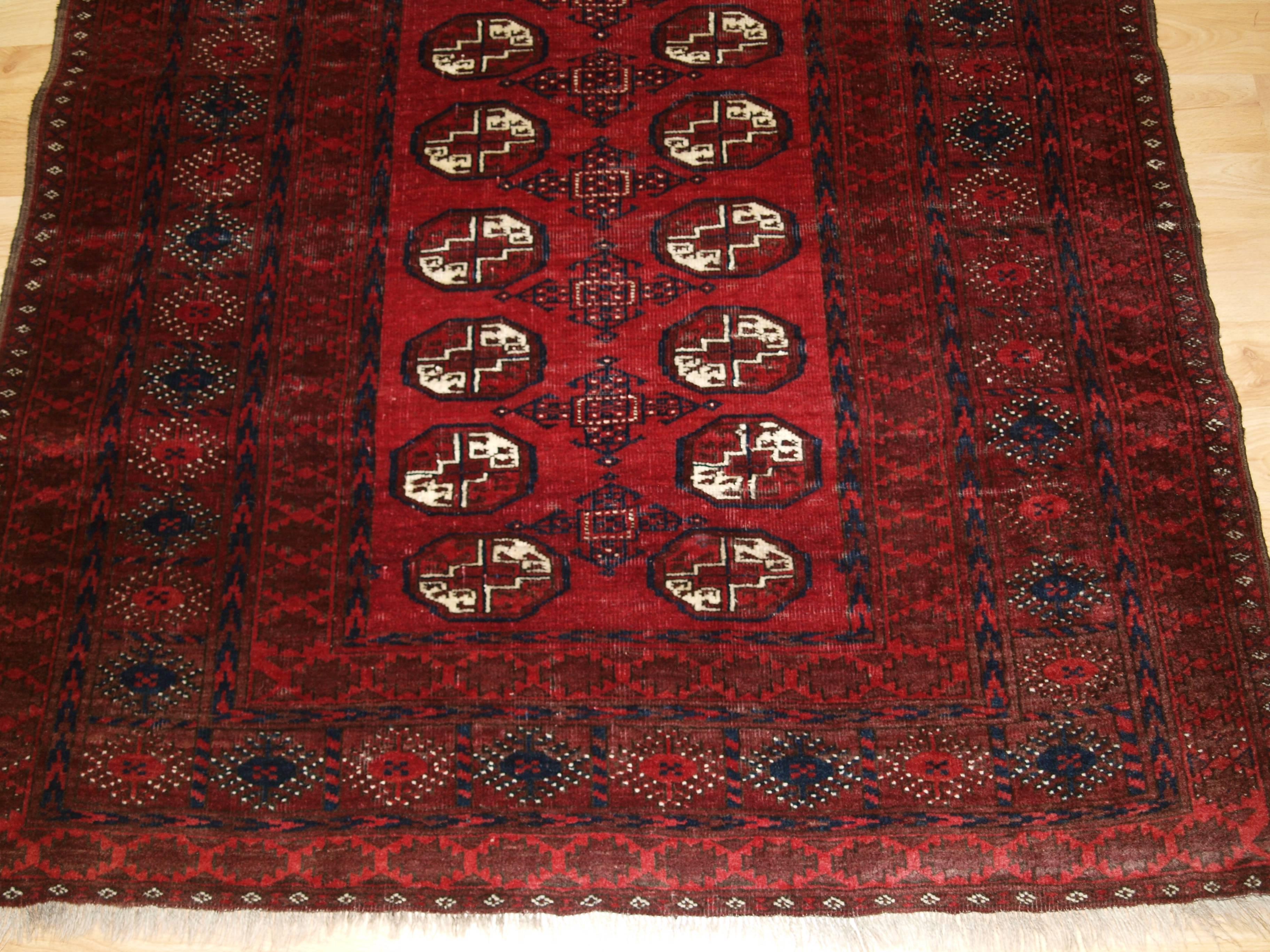 Old Afghan Village Rug of Traditional Turkmen Design In Excellent Condition For Sale In Moreton-in-Marsh, GB