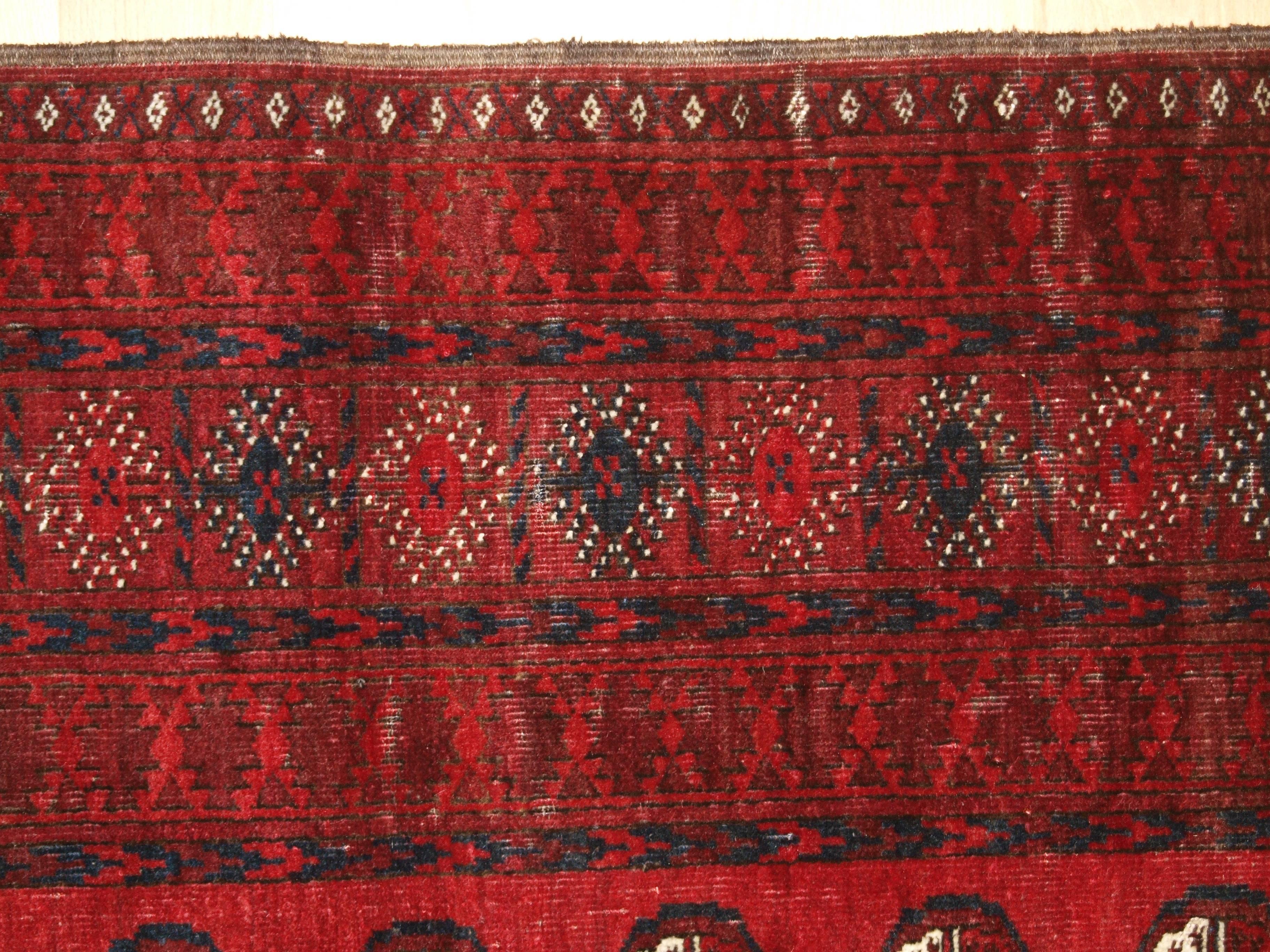 Old Afghan Village Rug of Traditional Turkmen Design For Sale 1