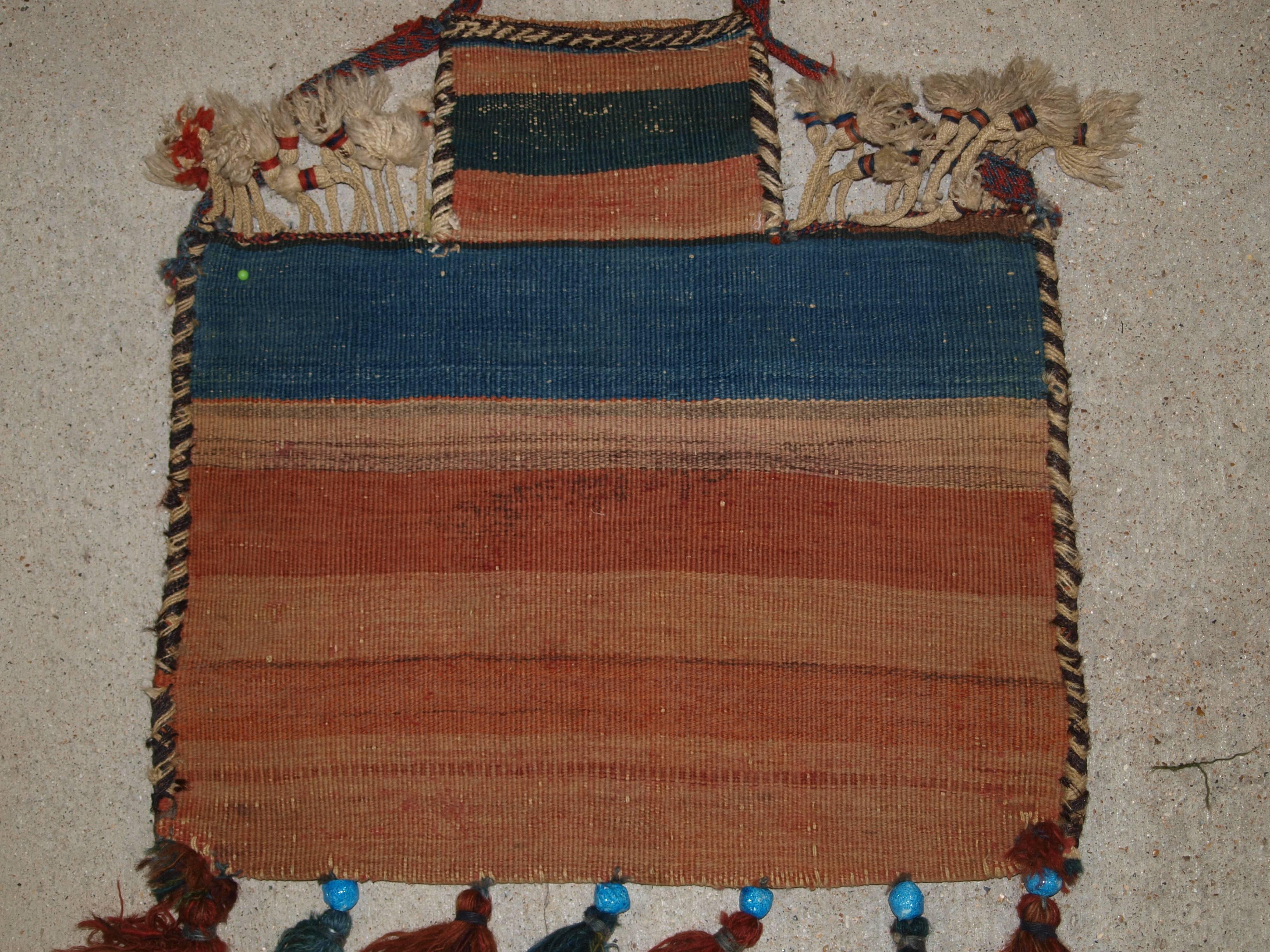 Antique South Persian Salt Bag by the Afshar Tribe, Soumak, Late 19th Century For Sale 1