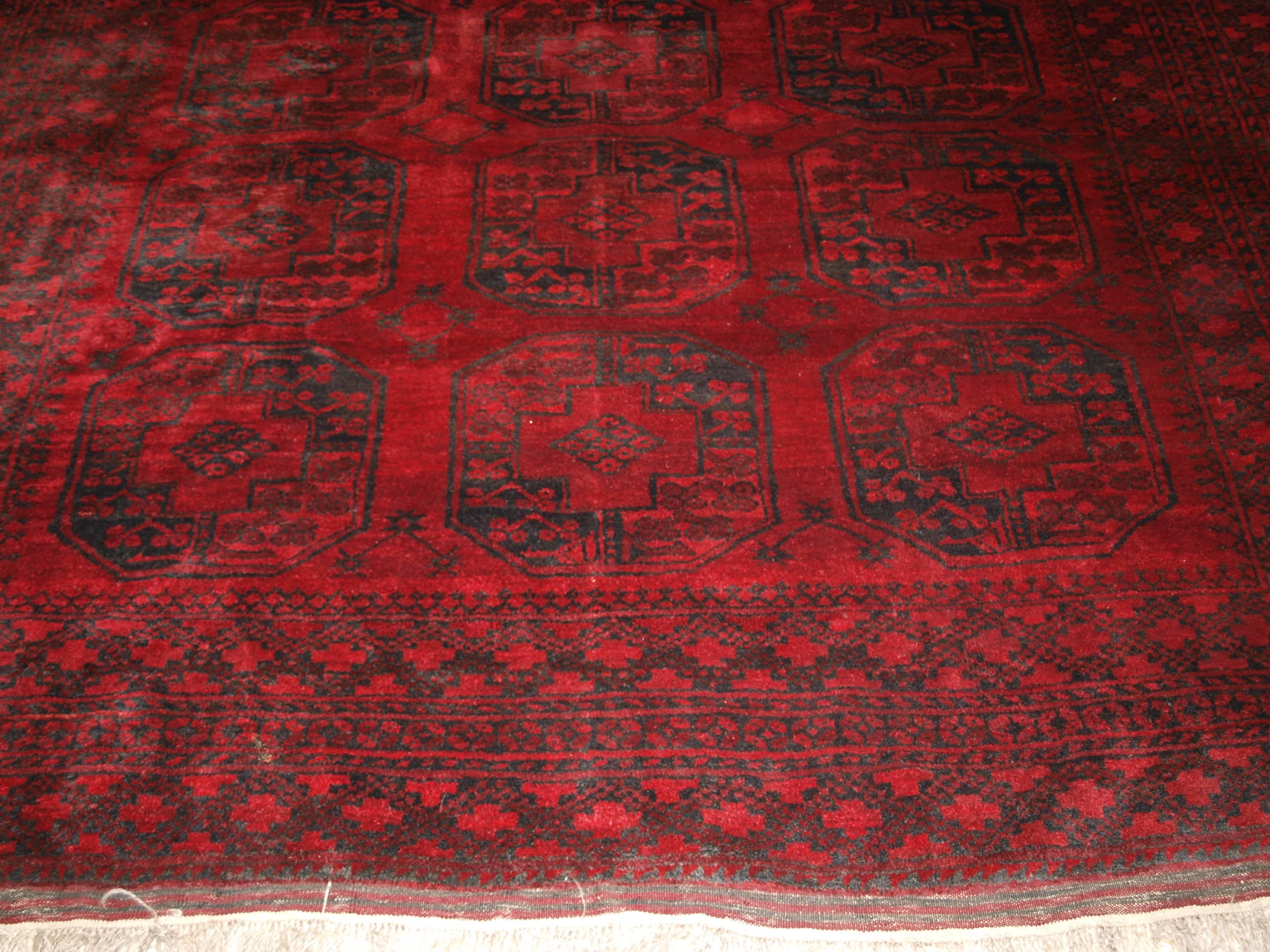 Early 20th Century Old Red Afghan Carpet with Traditional Design, circa 1920 For Sale