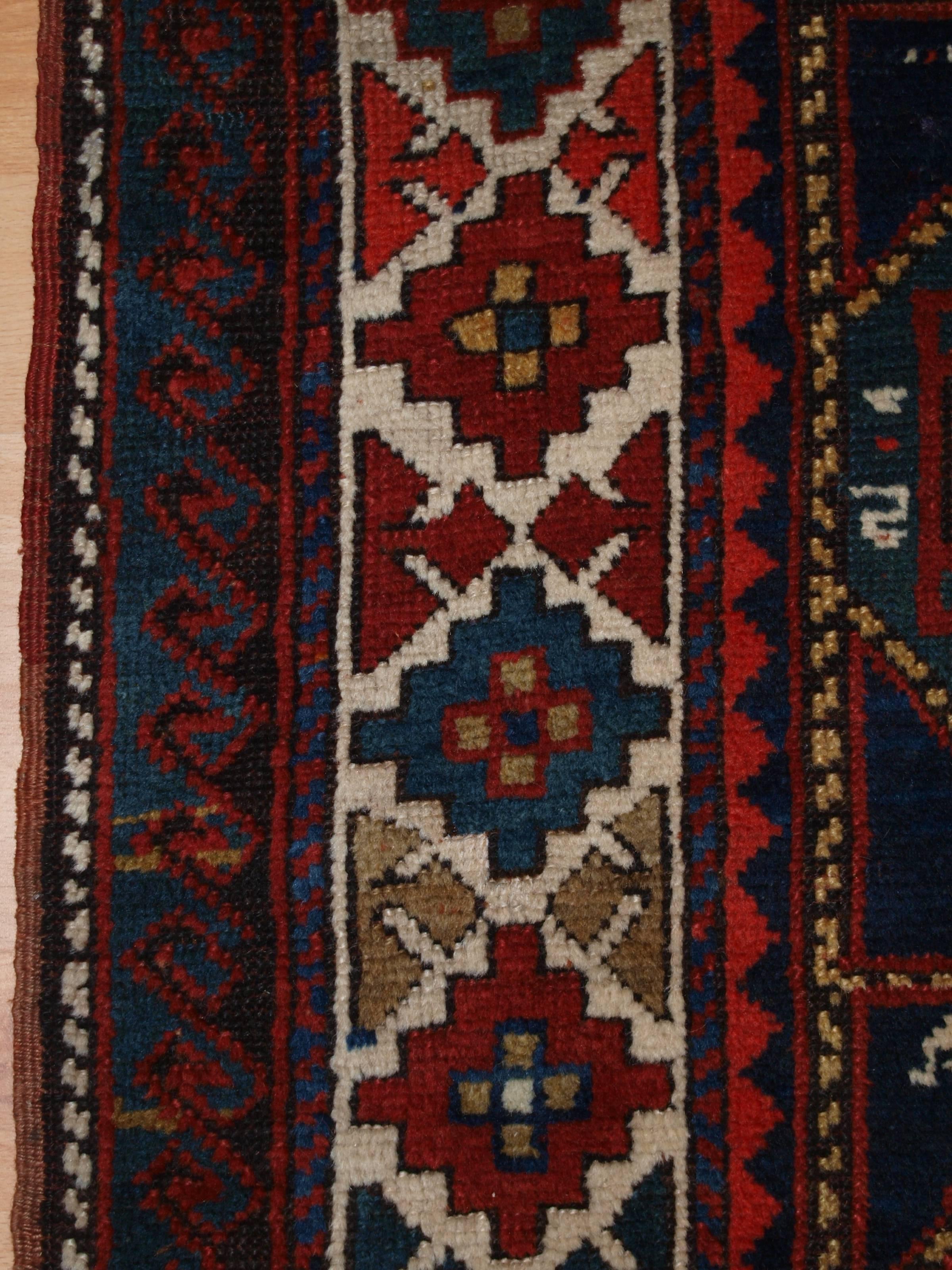 Antique Caucasian Kazak Long Rug or Short Runner from the Western Caucasus In Excellent Condition For Sale In Moreton-in-Marsh, GB