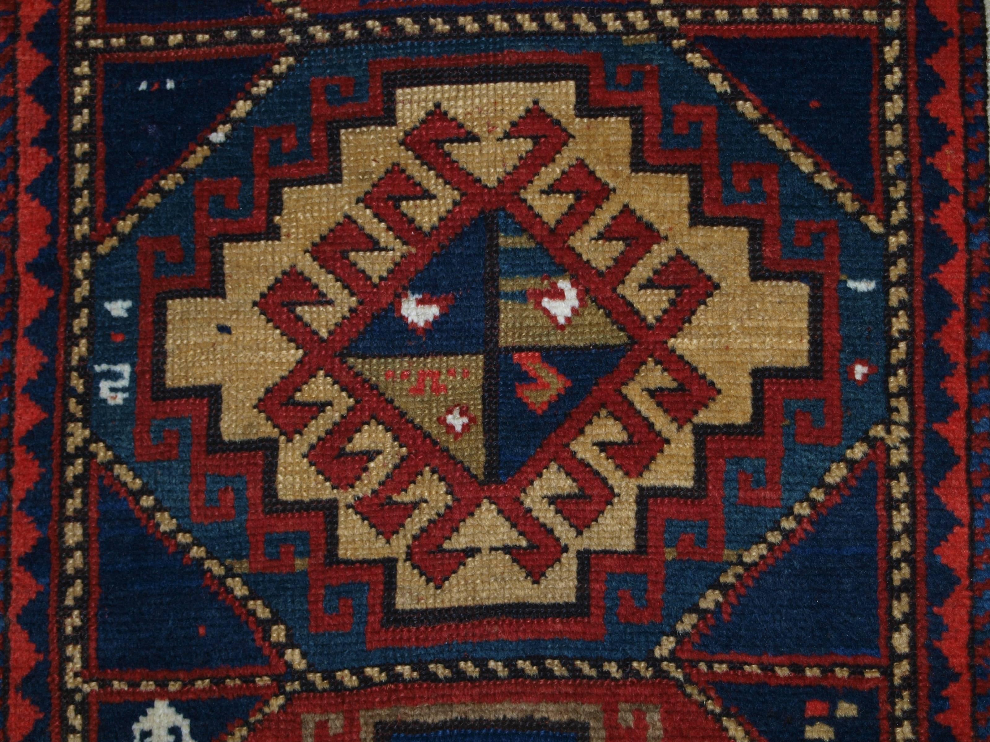 Antique Caucasian Kazak Long Rug or Short Runner from the Western Caucasus For Sale 2