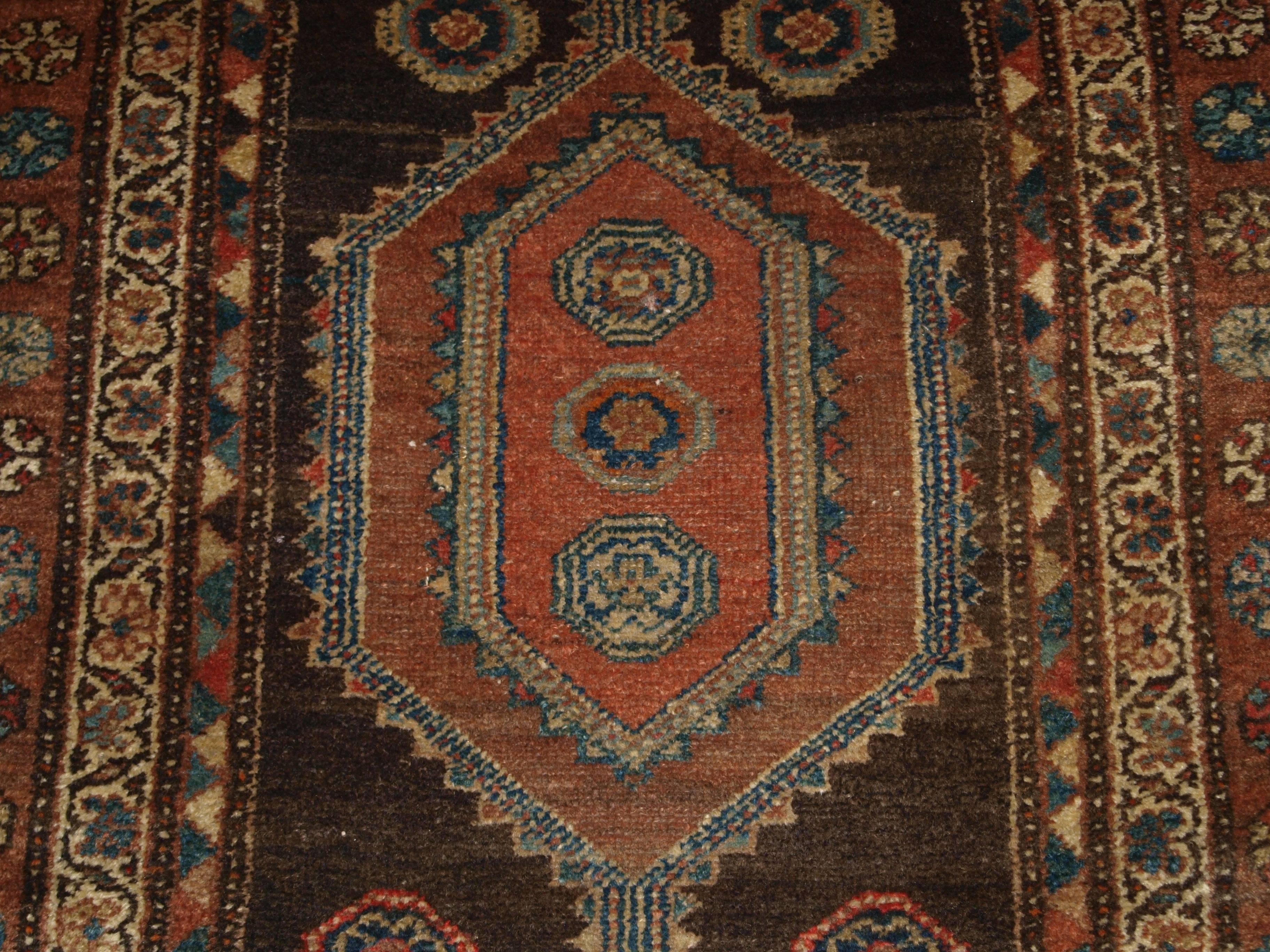 Antique Kurdish Long Rug with Linked Medallion Design, circa 1900 For Sale 3