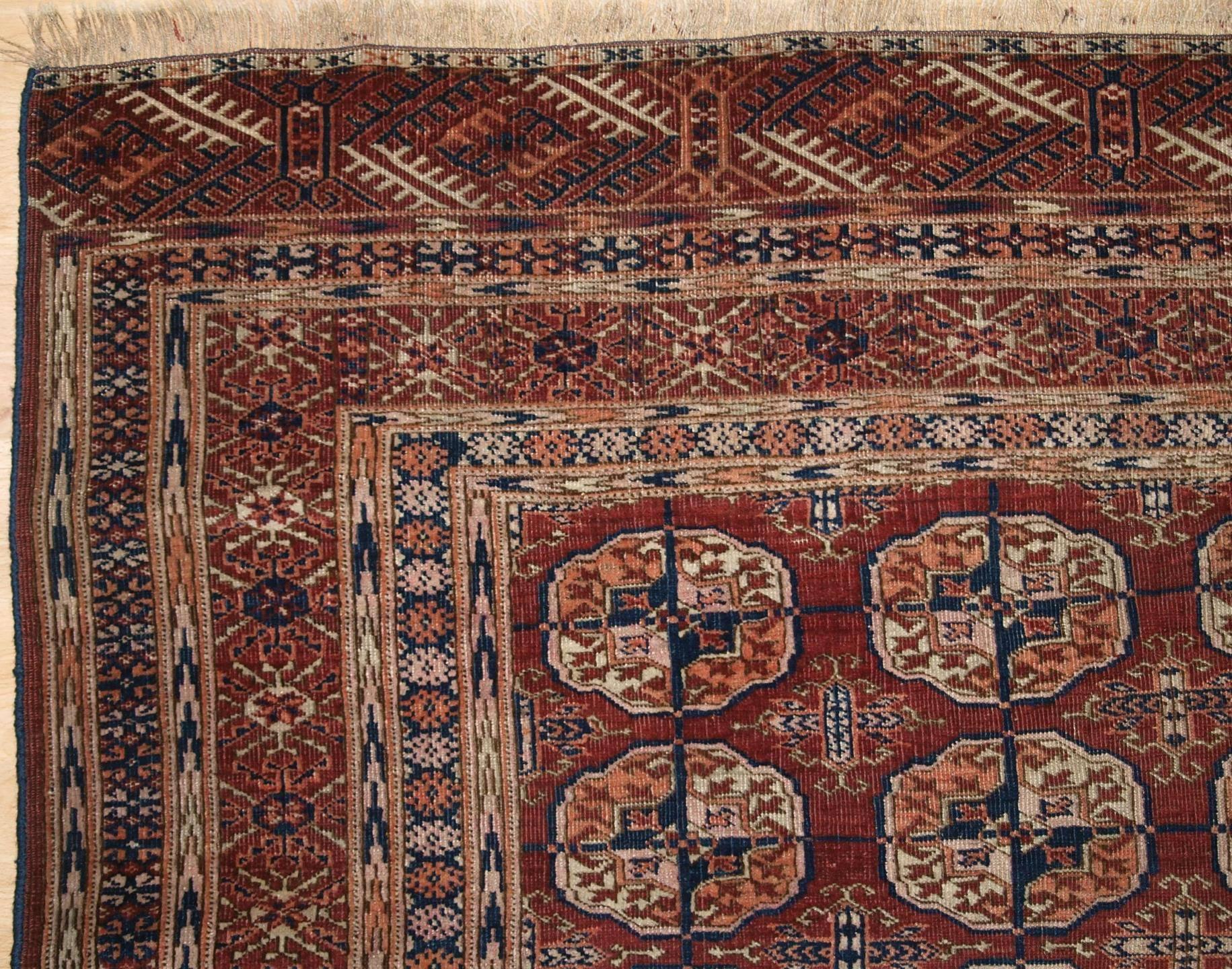 Central Asian Antique Tekke Turkmen Rug of Fine Weave and Small Square Size, circa 1900 For Sale