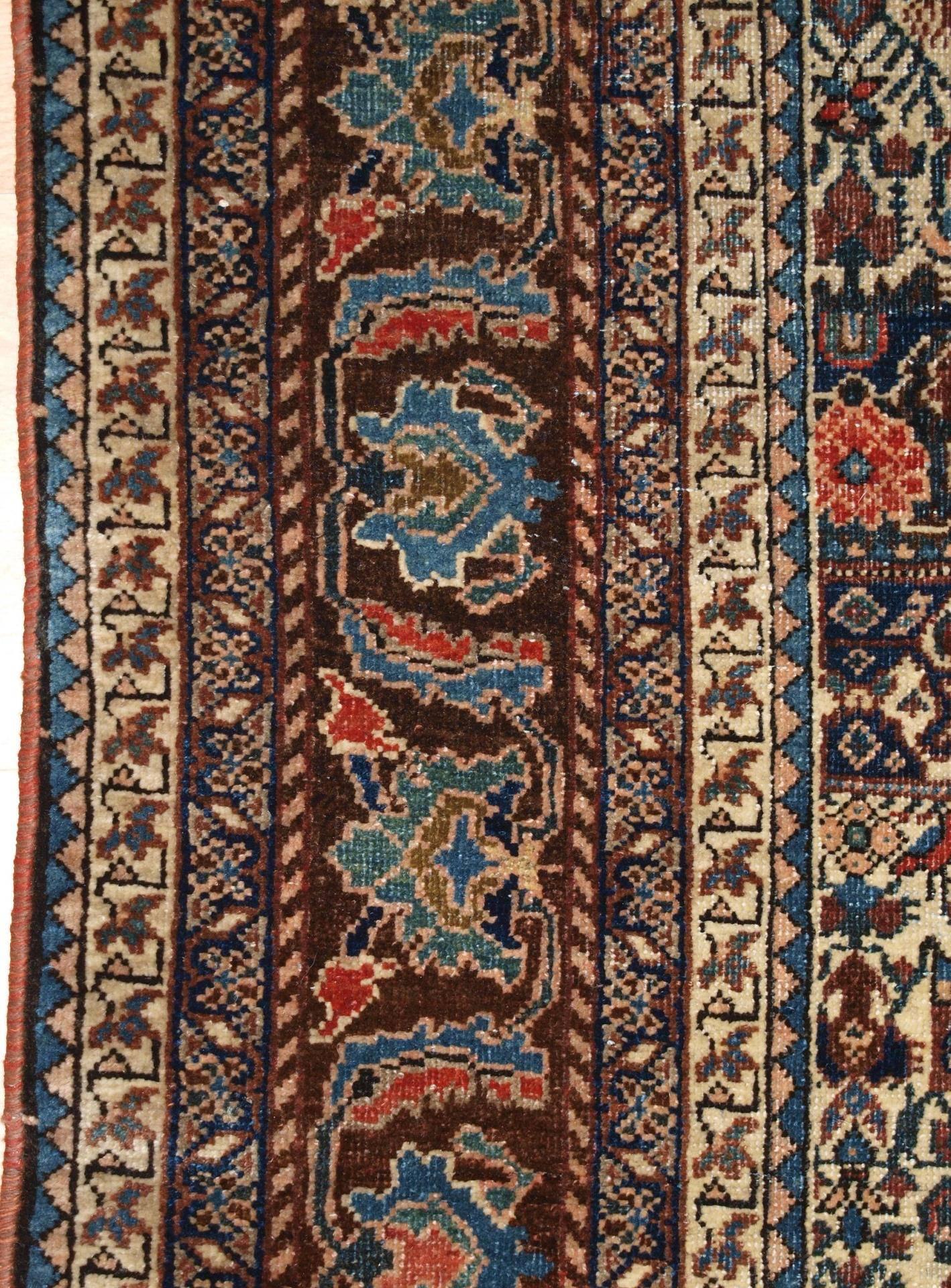 Central Asian Antique Abedeh Rug with the Classic ‘Vase and Peacock’ Design, circa 1900-1920