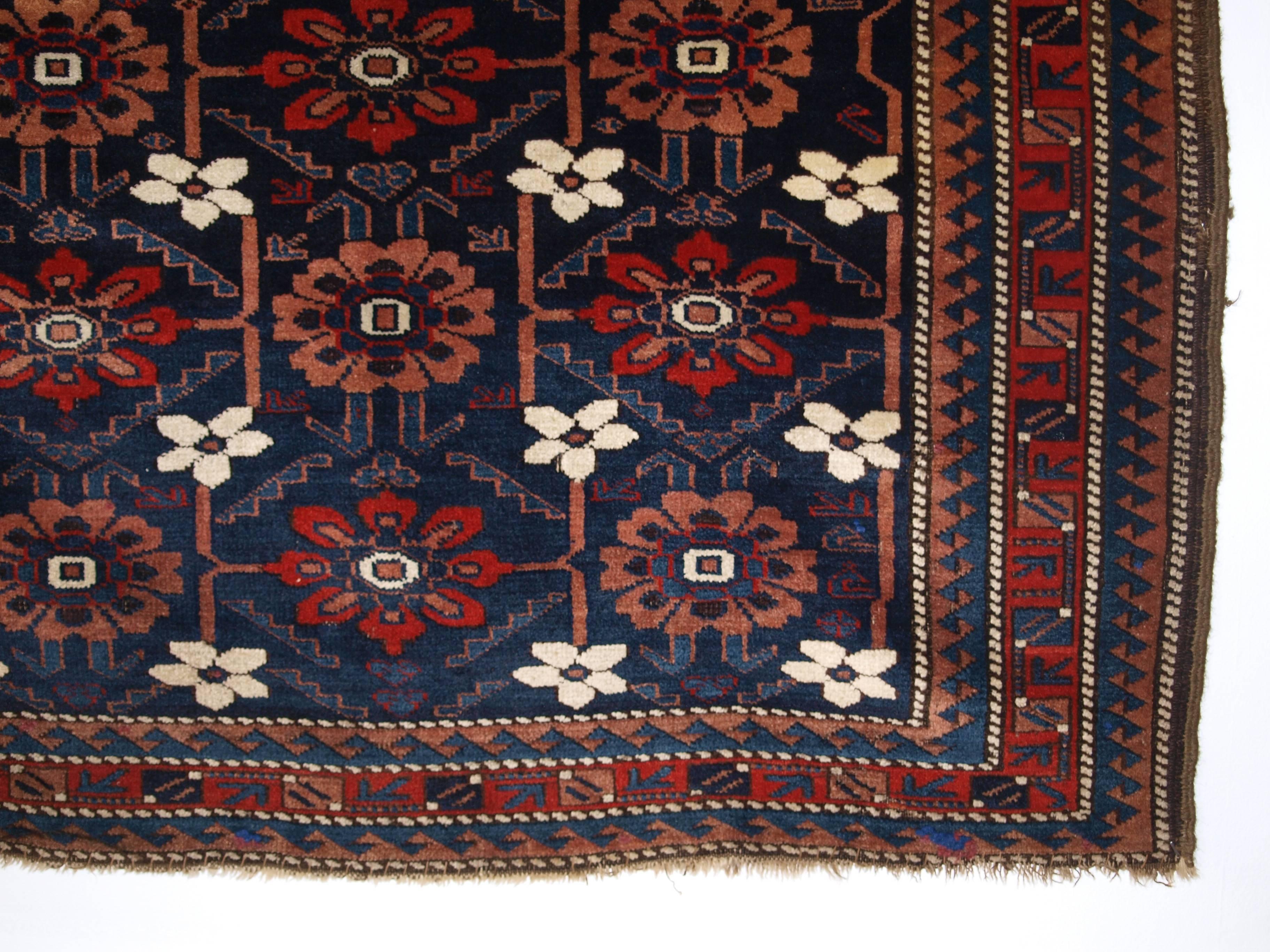 Wool Antique Baluch Saddle Bag Face with Mina Khani Design, circa 1860