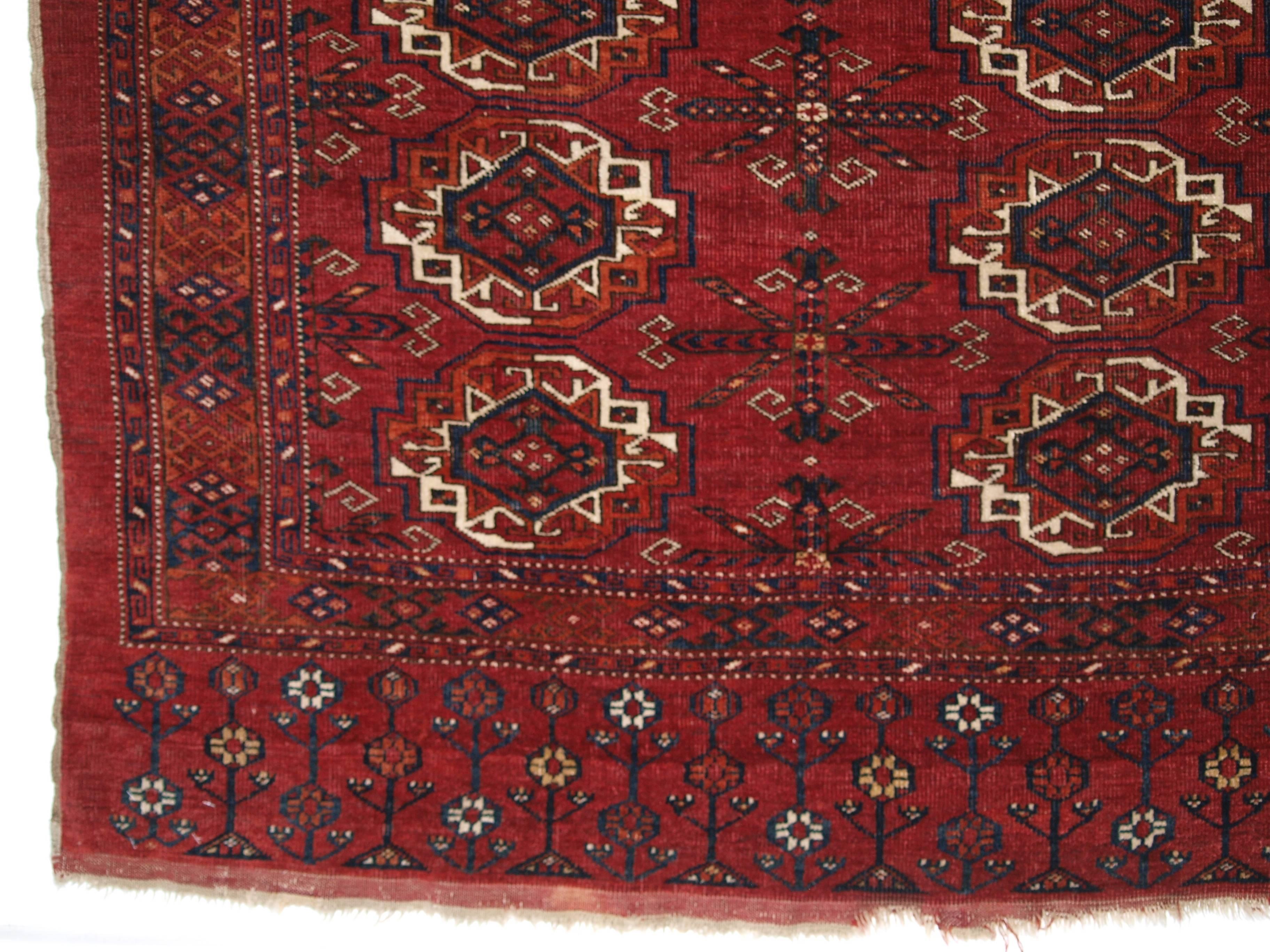 Wool Antique Ersari Turkmen 12 Gul Chuval of Large Size, circa 1900