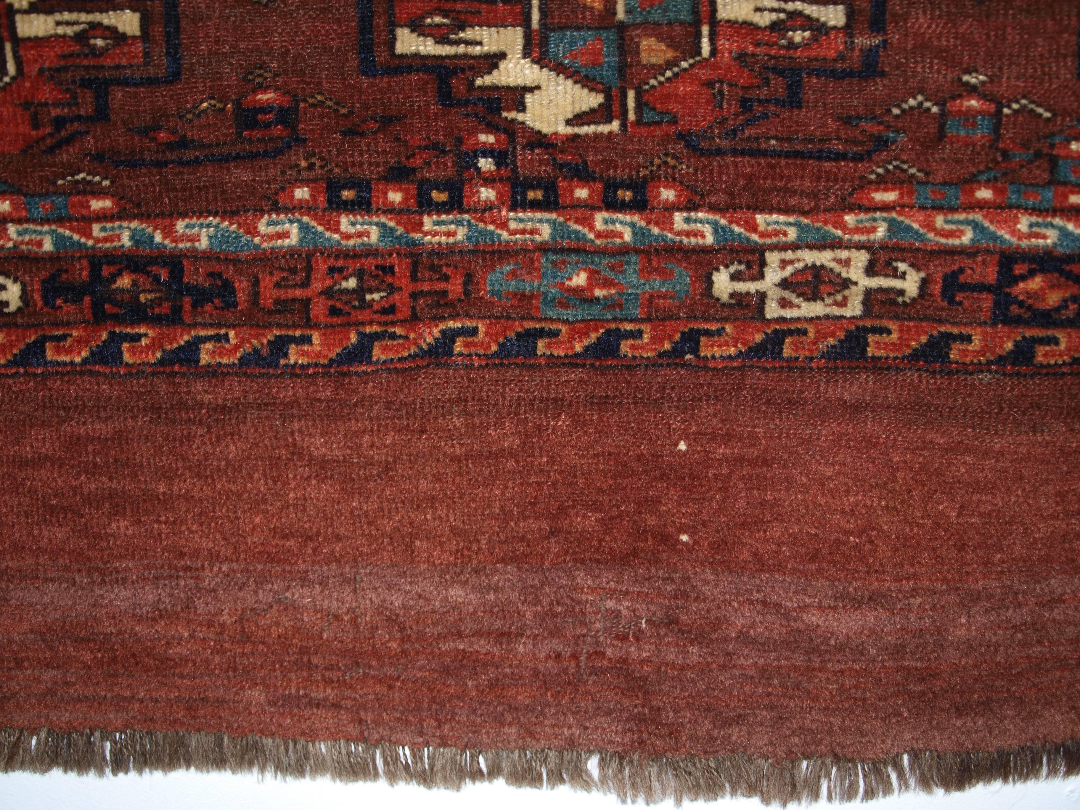 Antique Yomut Turkmen Nine Gul Chuval with Good Colour Including Soft Greens 1
